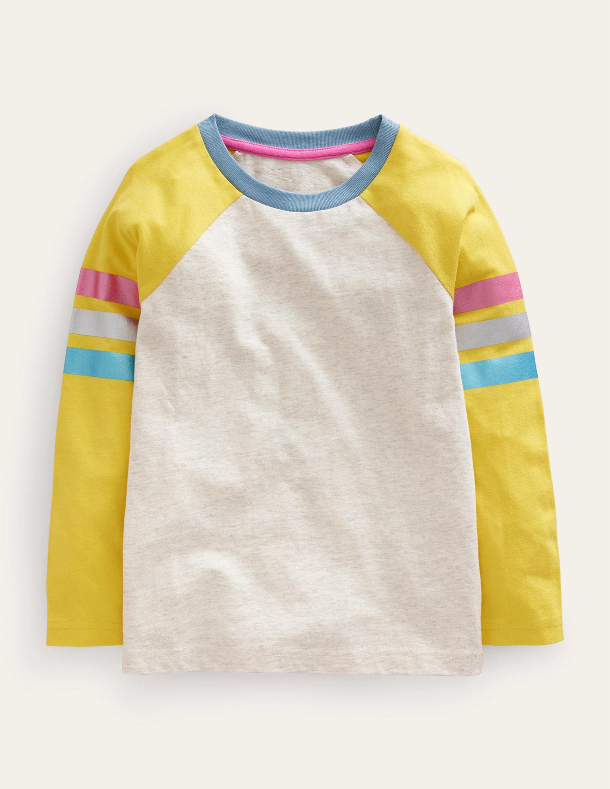 Colourblock Raglan T-shirt-Oatmeal Marl - Image 1