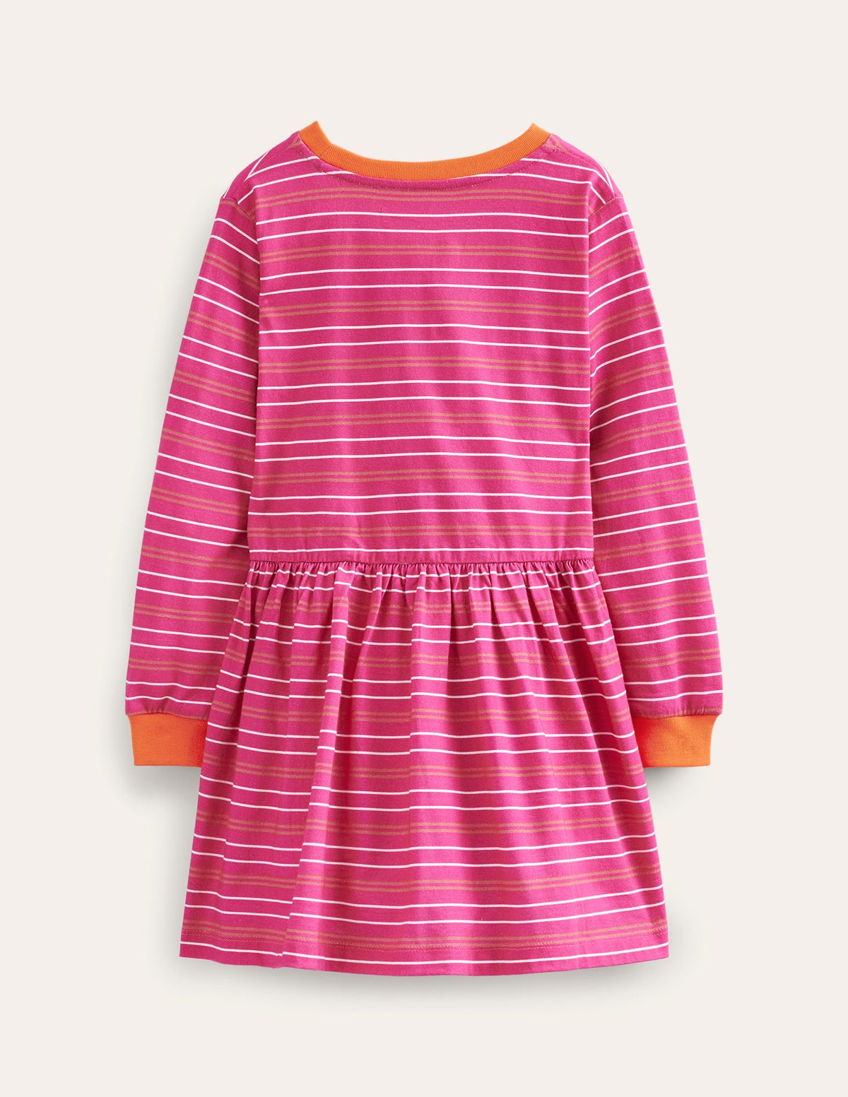 Slub Stripe Jersey Dress-Bright Pink-2
