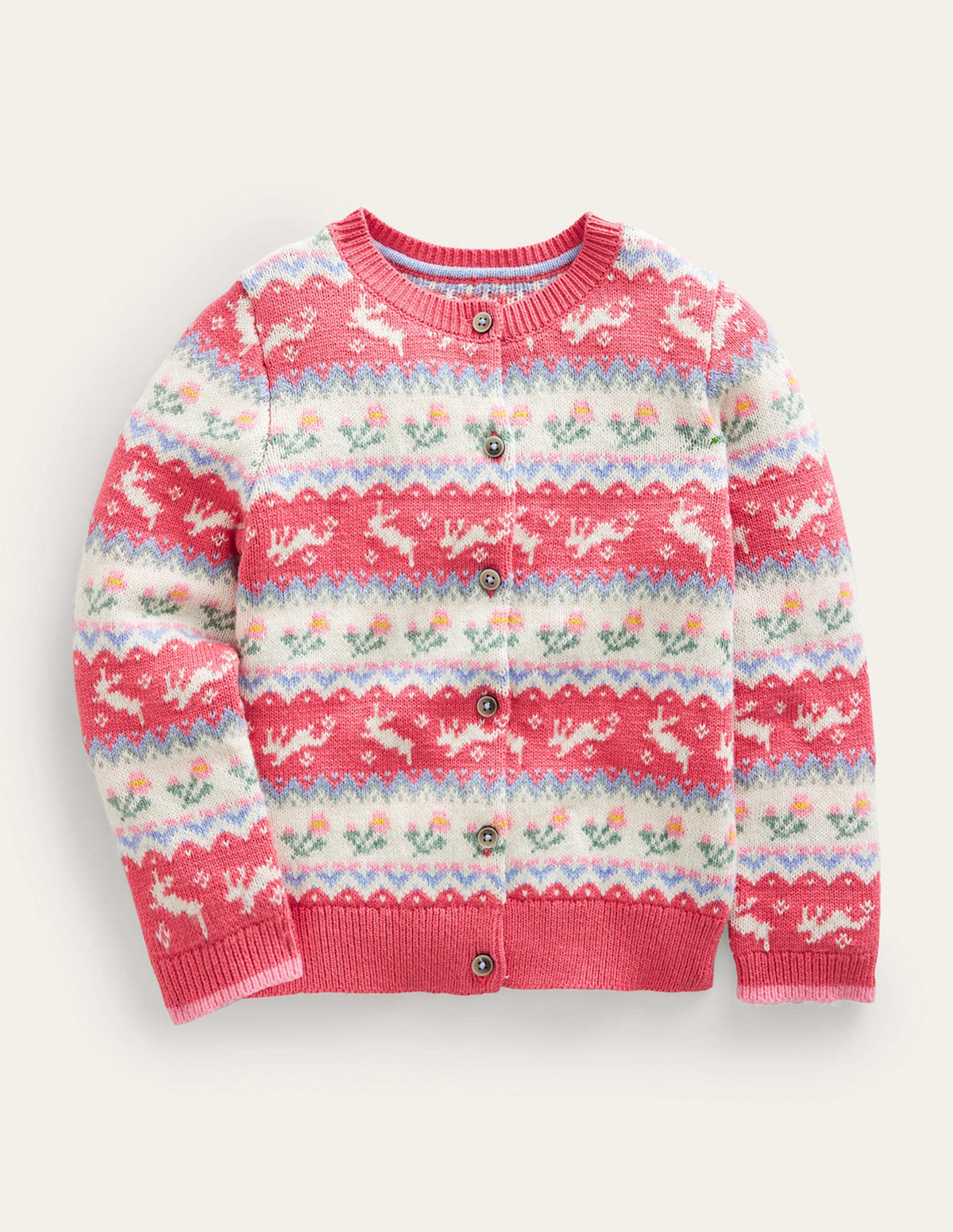 Fair Isle Cardigan-Blush Pink Bunnies-1