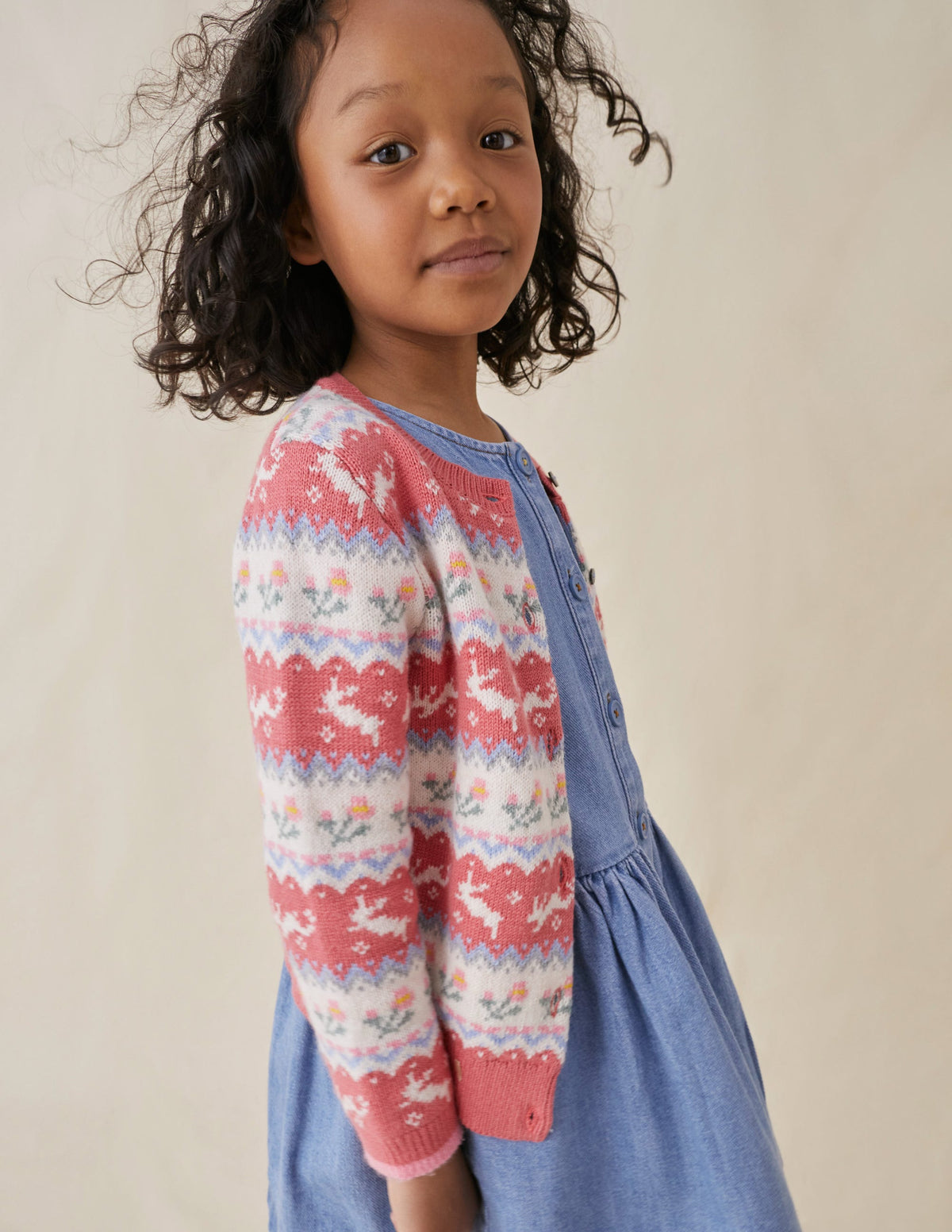 Fair Isle Cardigan-Blush Pink Bunnies-4