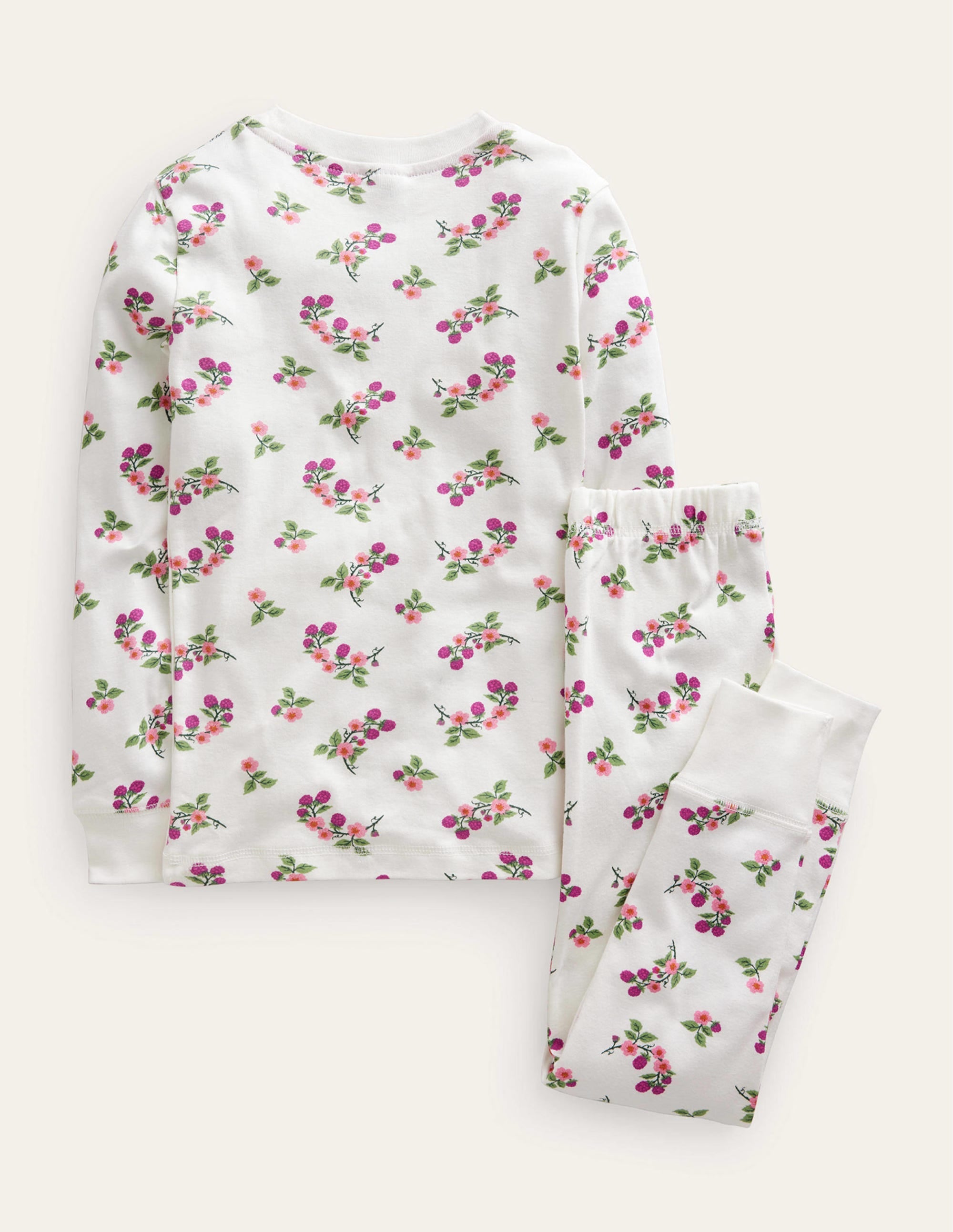 Snug Long John Pyjamas-Ivory Floral - Image 2
