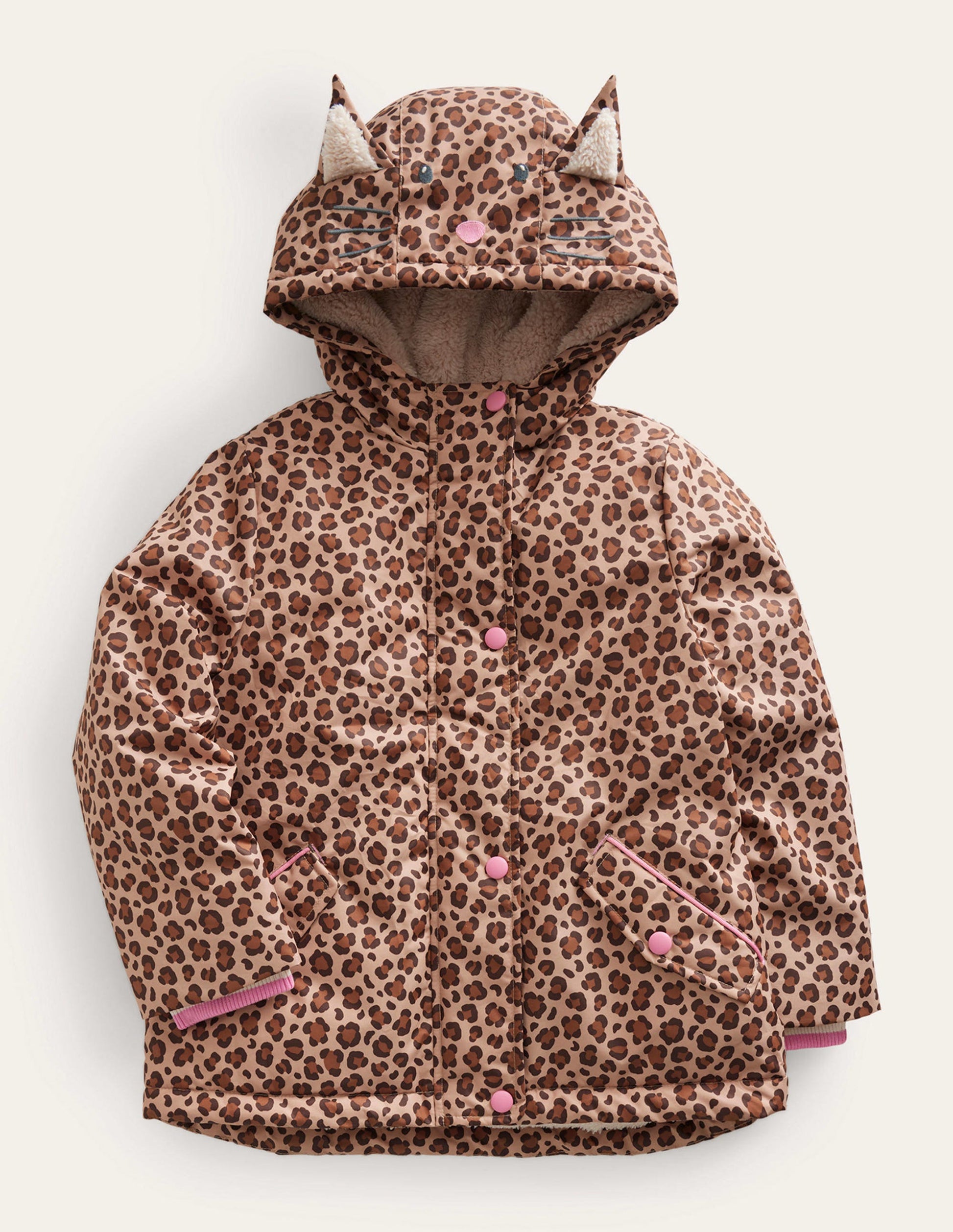 Sherpa Lined Anorak-Nut Leopard Print-1