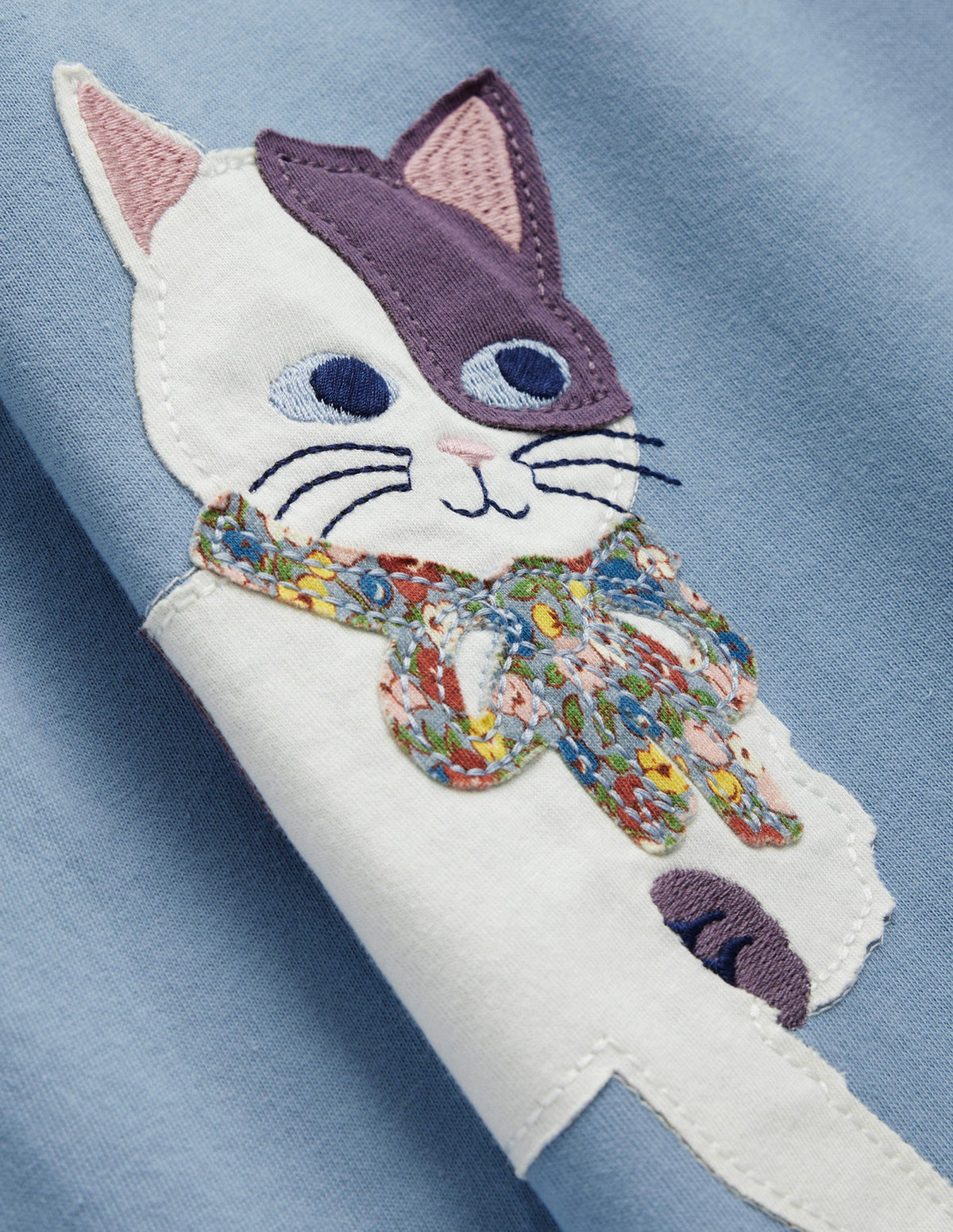 Appliqué Jersey Tunic-Pebble Blue Cats-3
