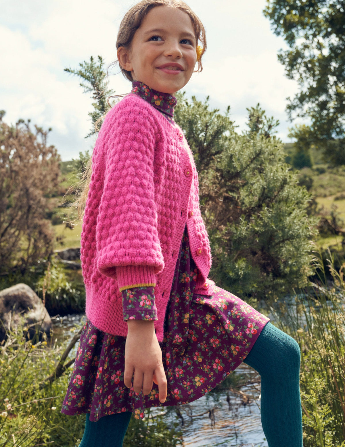 Roll Neck Jersey Dress-Berry Purple Orchard - Image 4