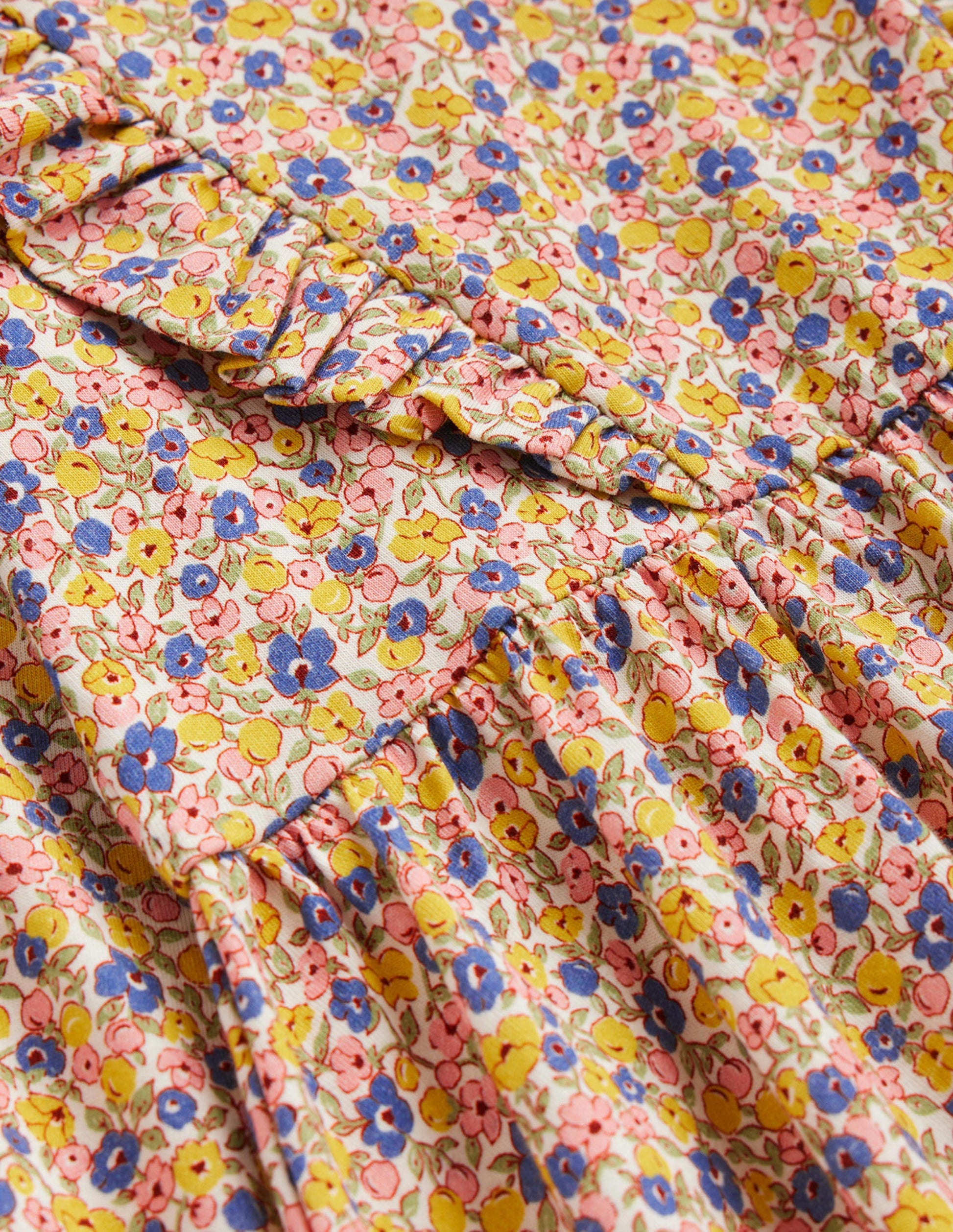 Long Sleeve Ruffle  Dress-Multi Ditsy Floral-3