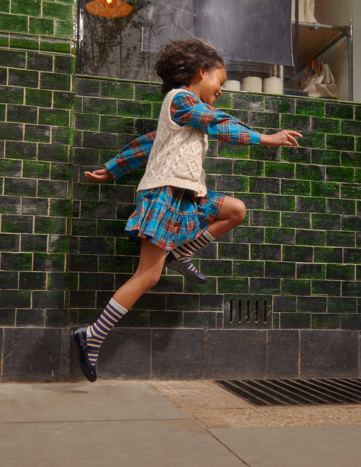 Check Cotton Shirt Dress-Blue / Red Check-4