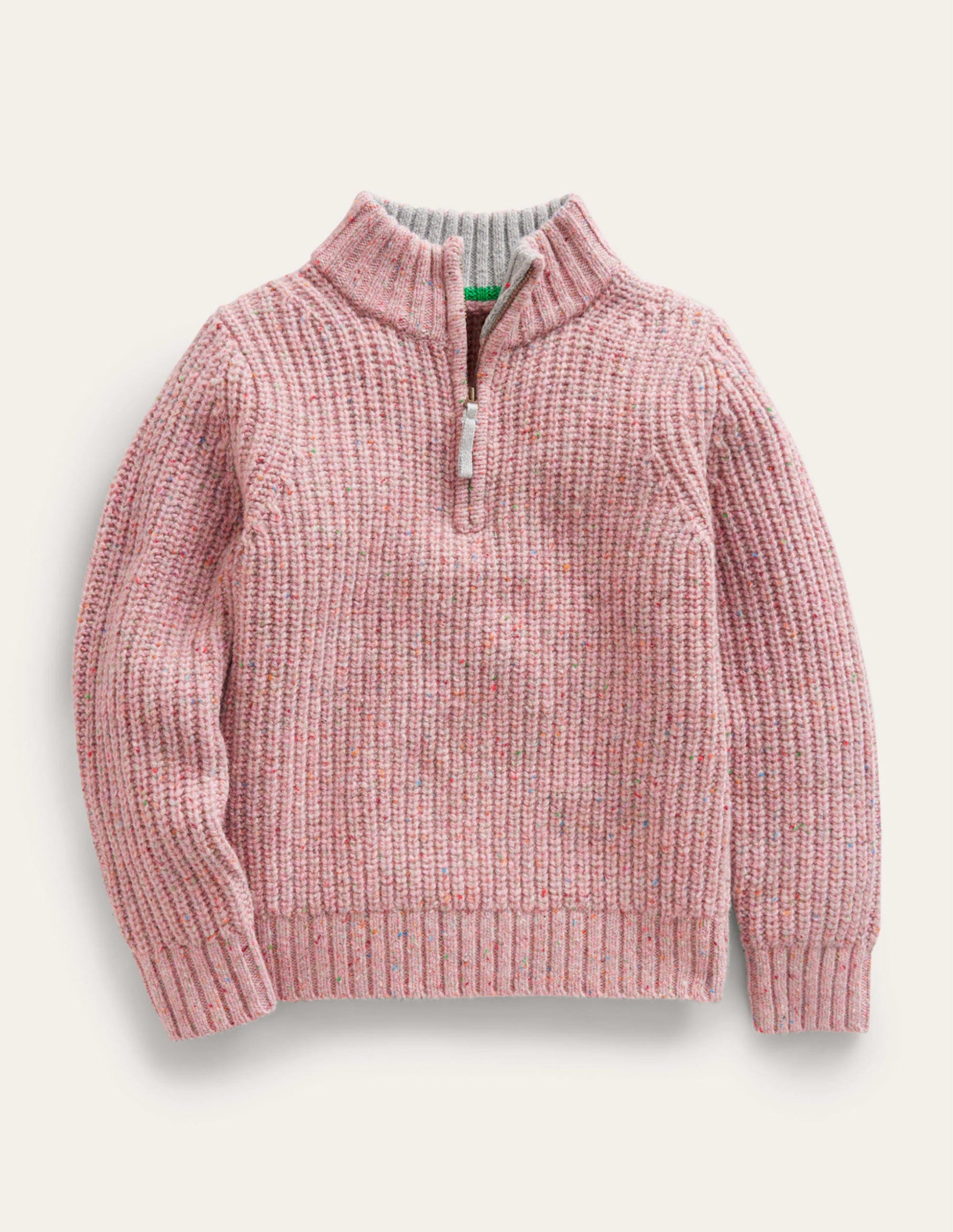 Half Zip Jumper-Pale Pink Neps-1