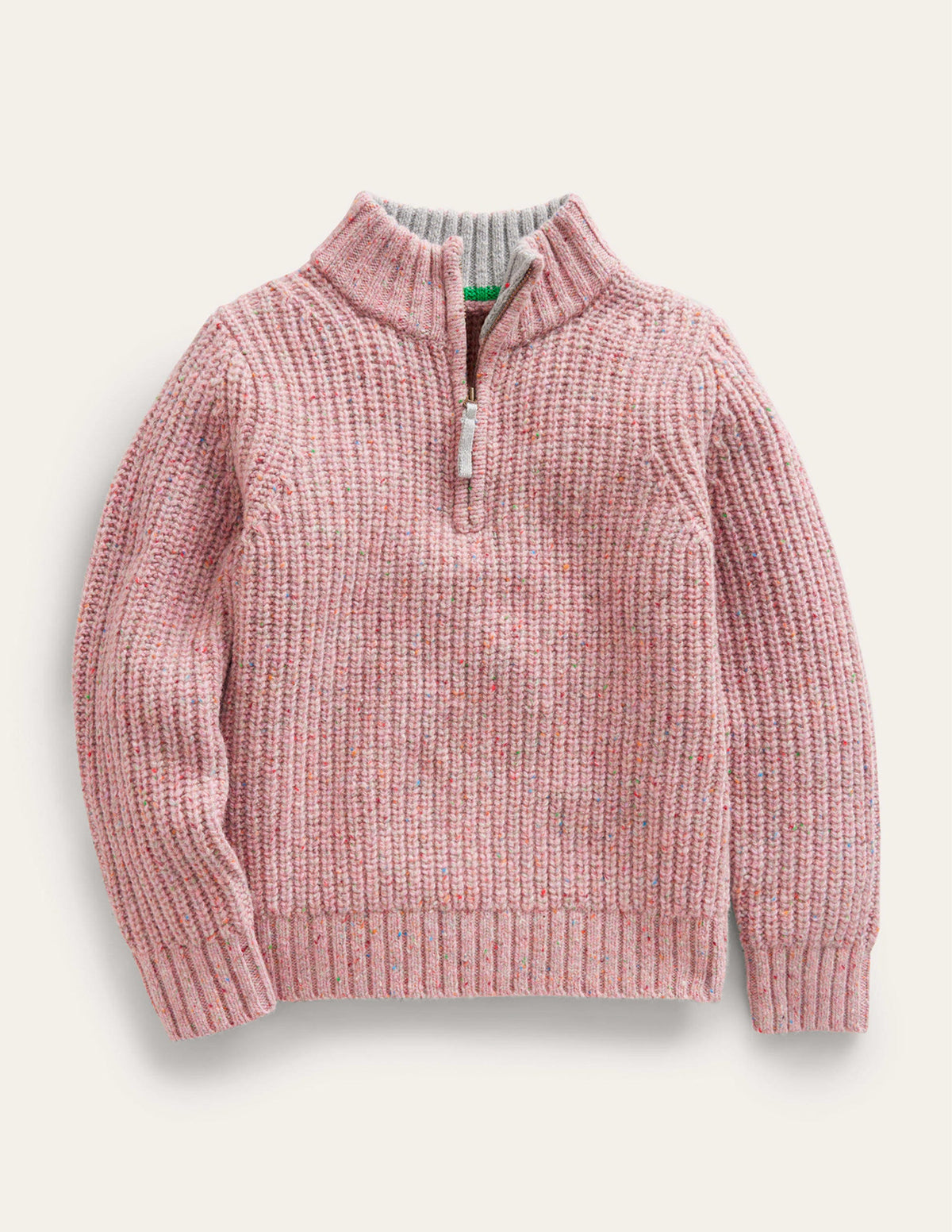 Half Zip Jumper-Pale Pink Neps - Image 1