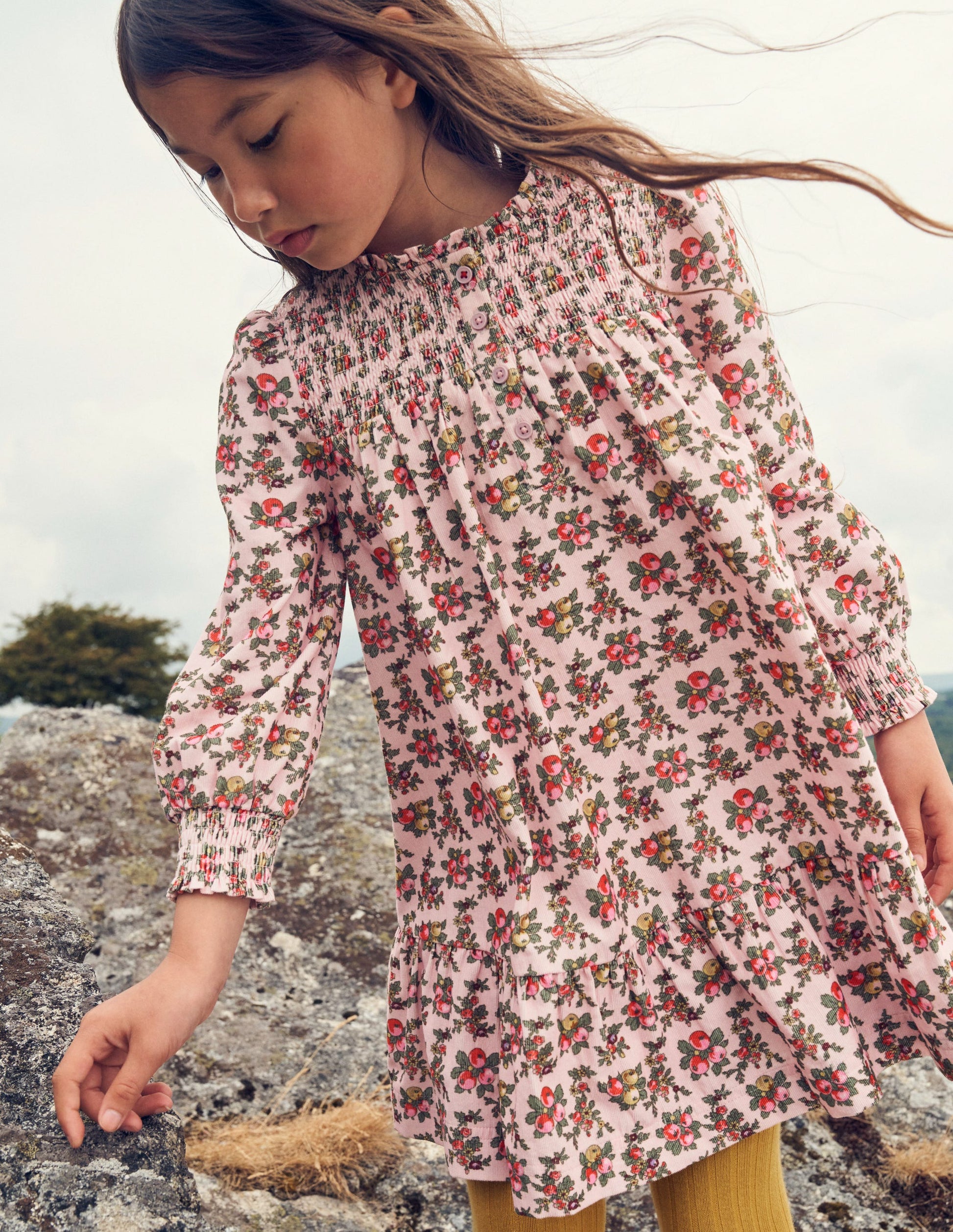 Shirred Cord Dress-French Pink Apple Orchard-4