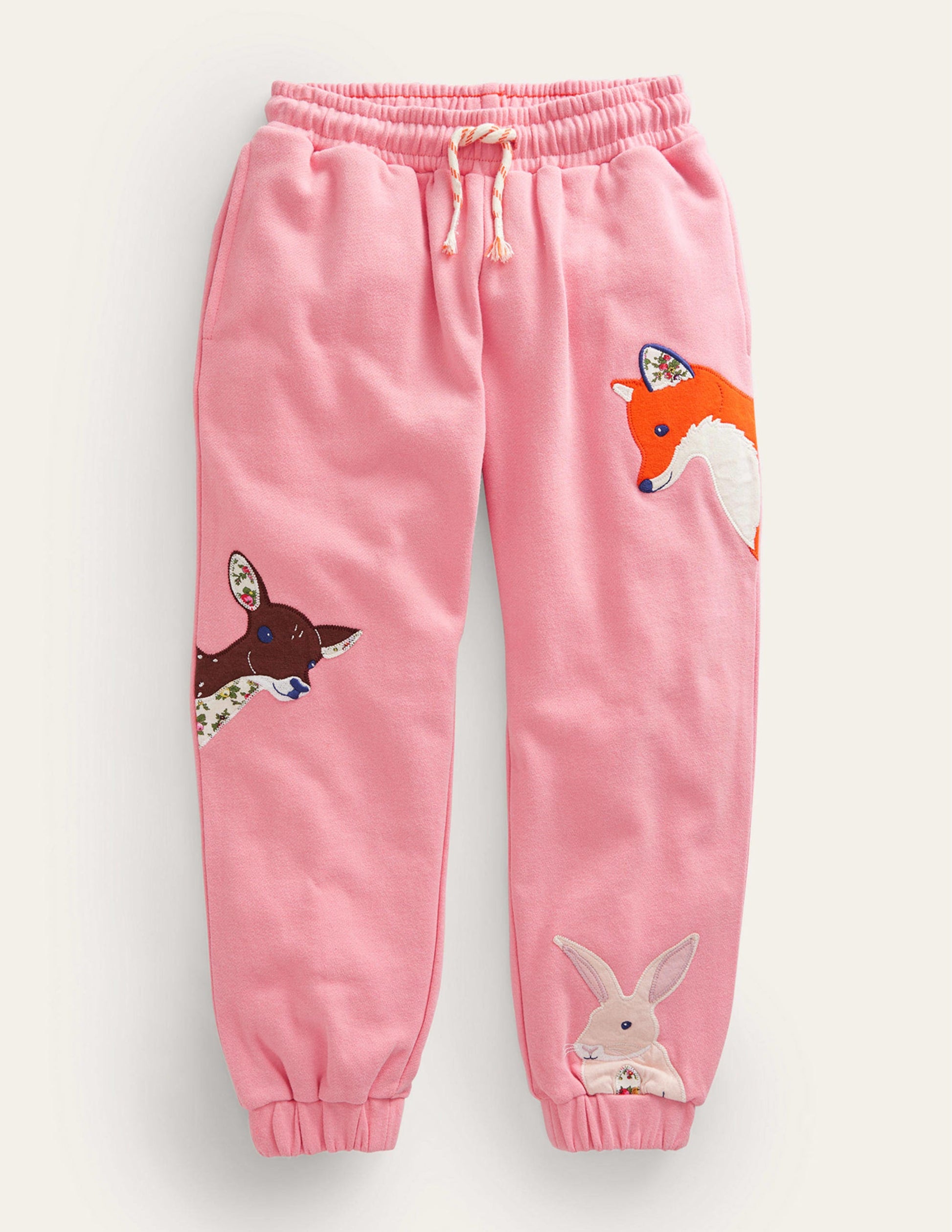 Appliqué Joggers-Almond Pink Animals-2