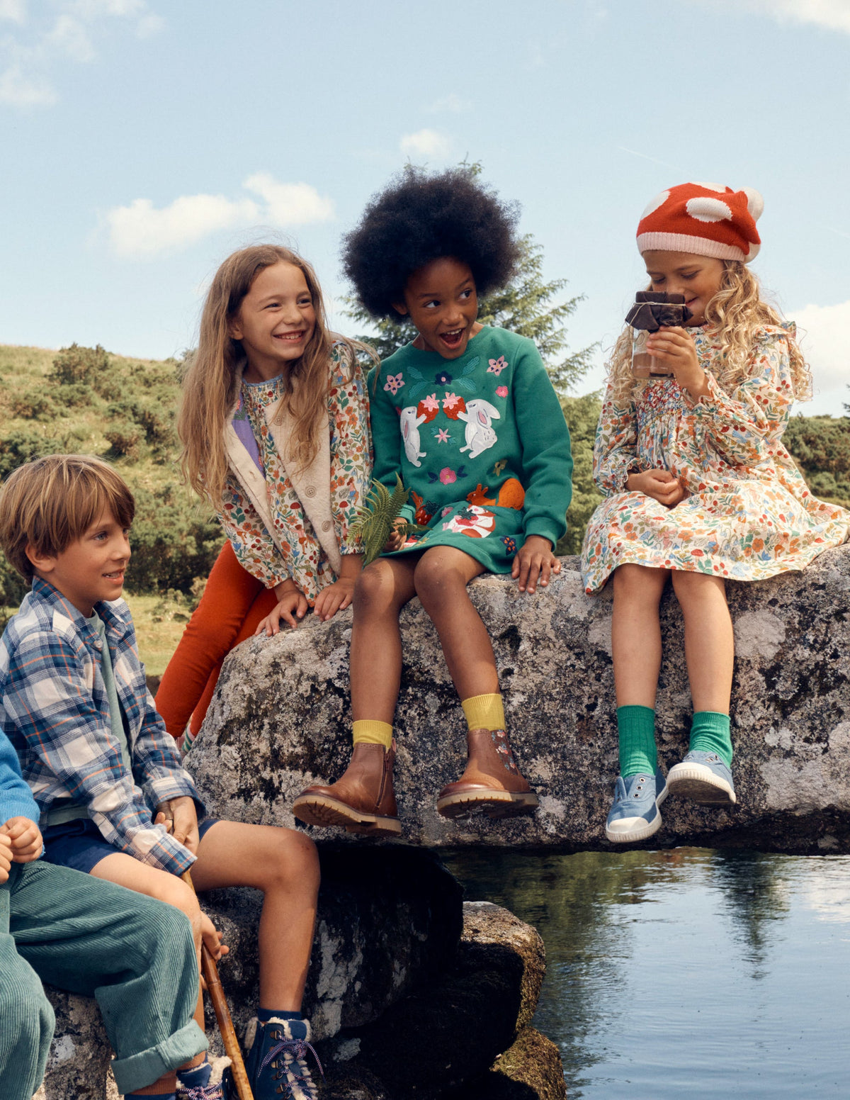 Cosy Appliqué Sweatshirt Dress-Deep Green Woodland-4