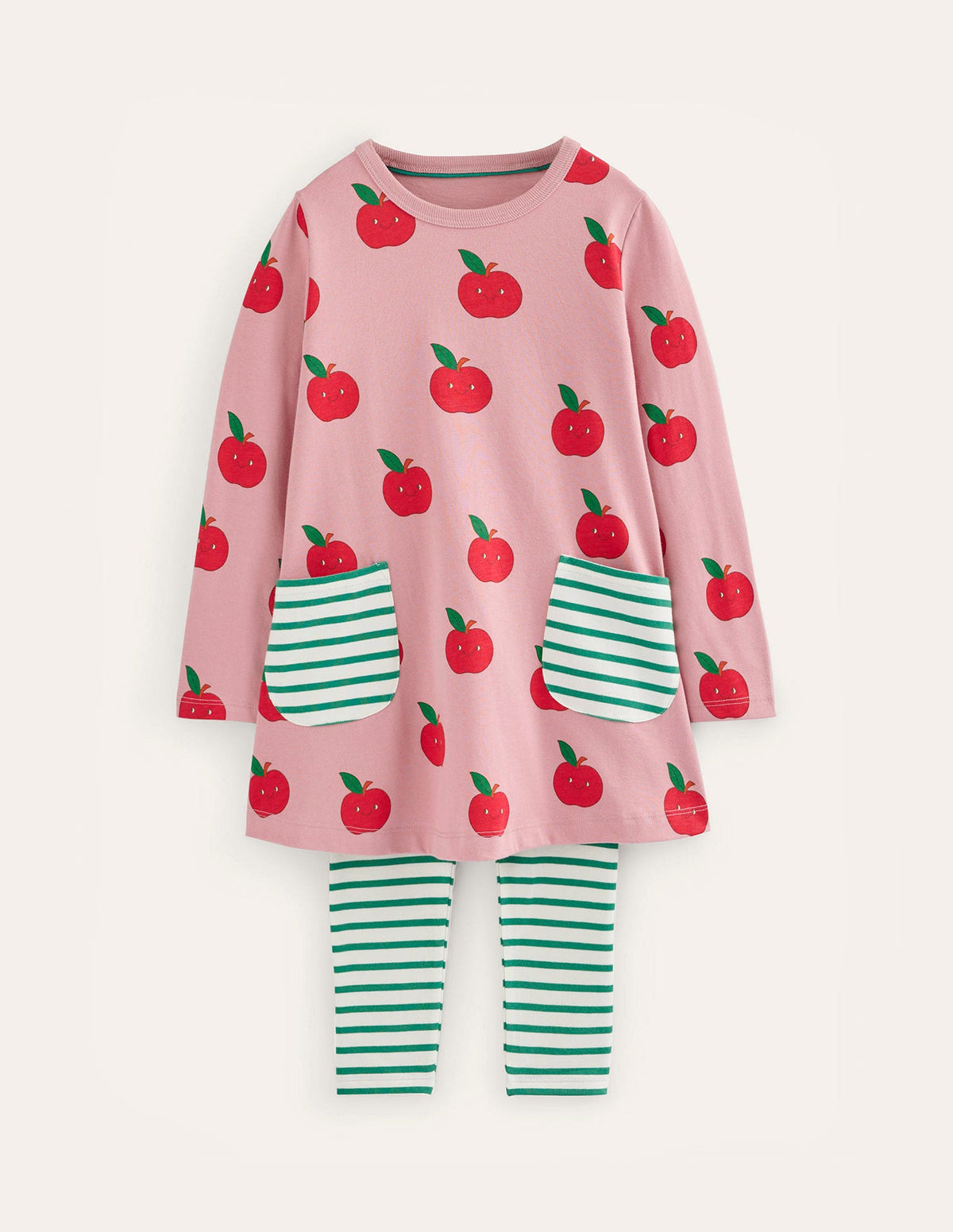 Tunic and Leggings Set-Almond Pink Apples-1