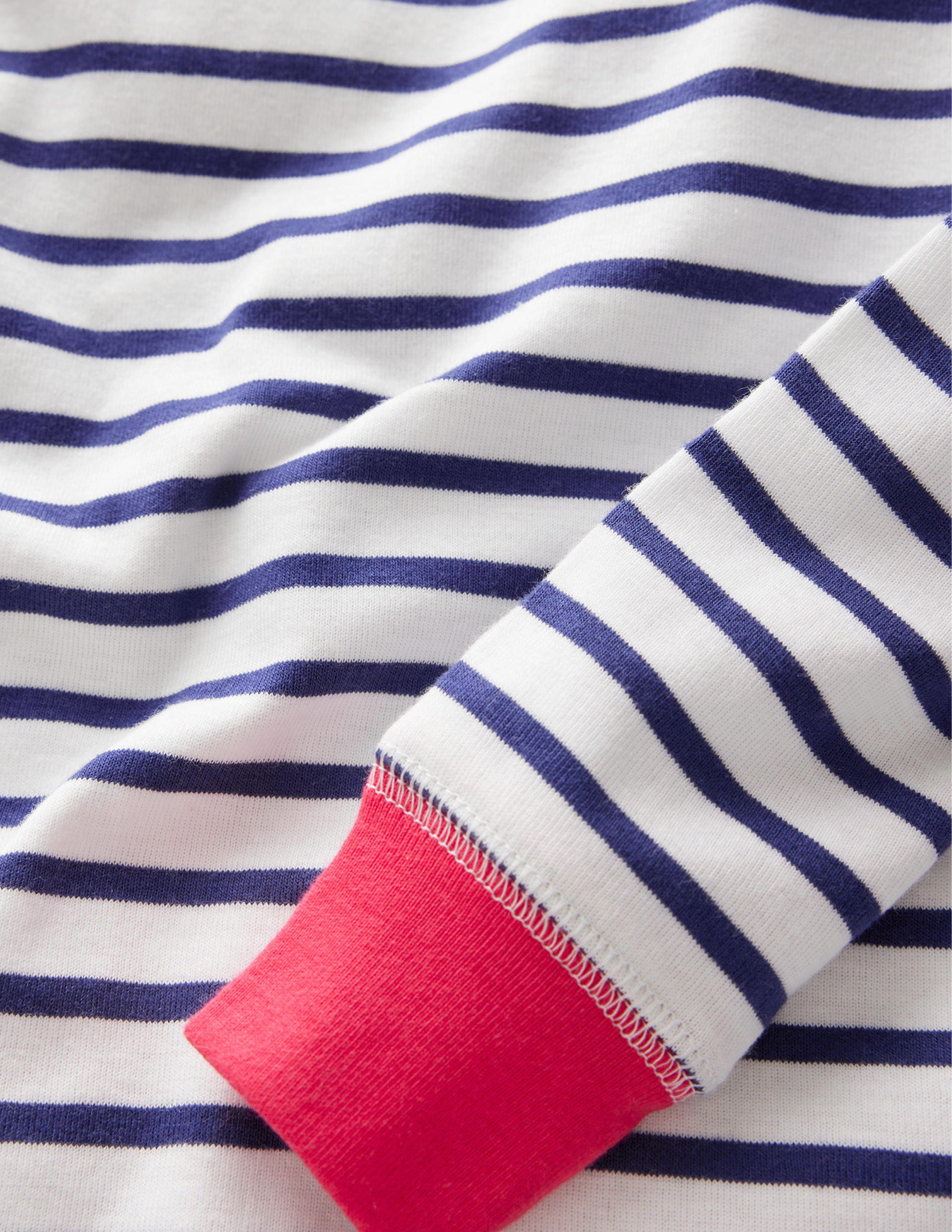 Snug Striped Long John Pyjamas-Ivory/Navy Breton - Image 3