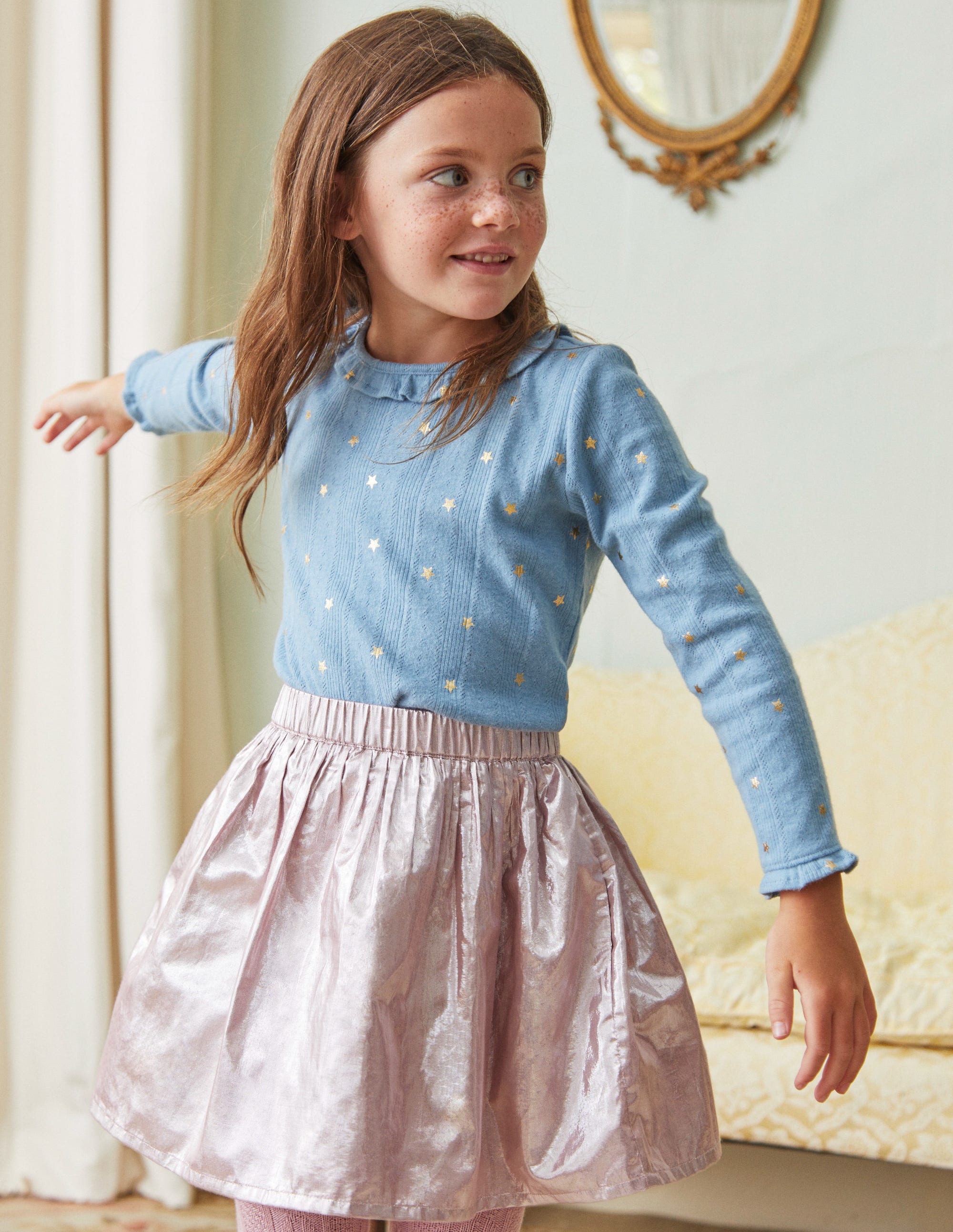Metallic Party Skirt-Almond Pink - Image 4