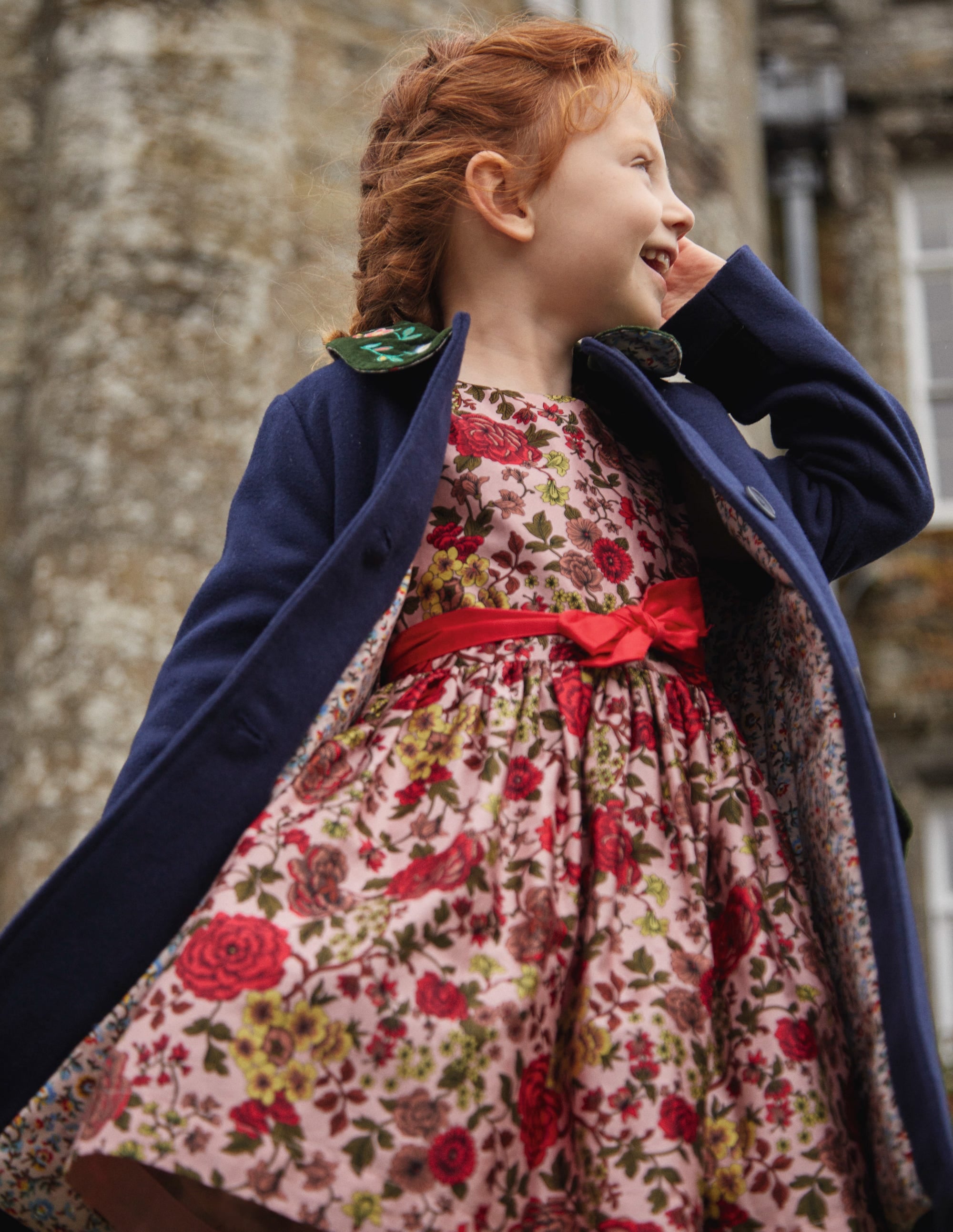 Sateen Party Dress-Chalky Pink Woodland Rose - Image 4