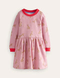 Printed Sweatshirt Dress-Vintage Pink Whippet