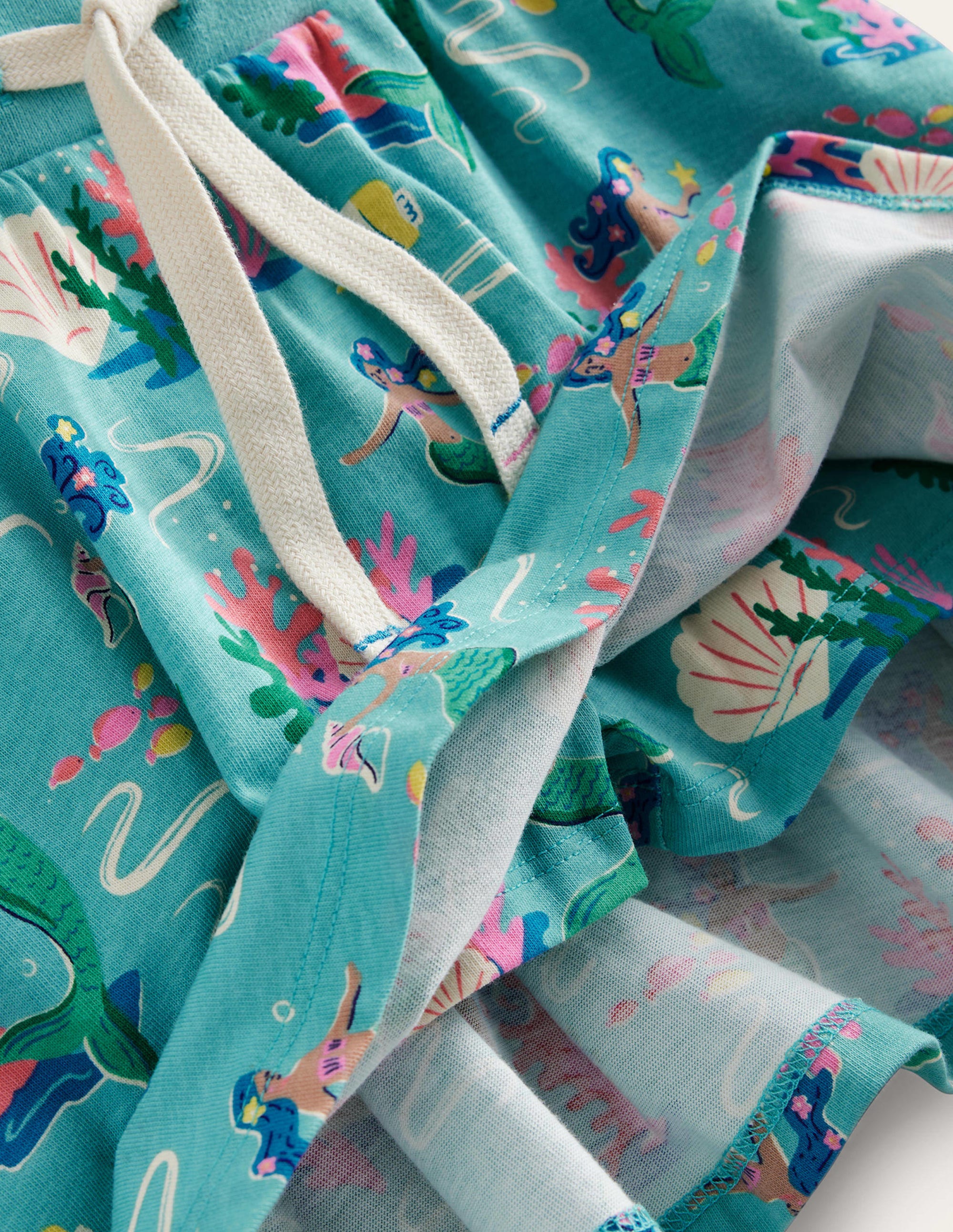Printed Jersey Skort-Aqua Sea Blue Mermaids - Image 3