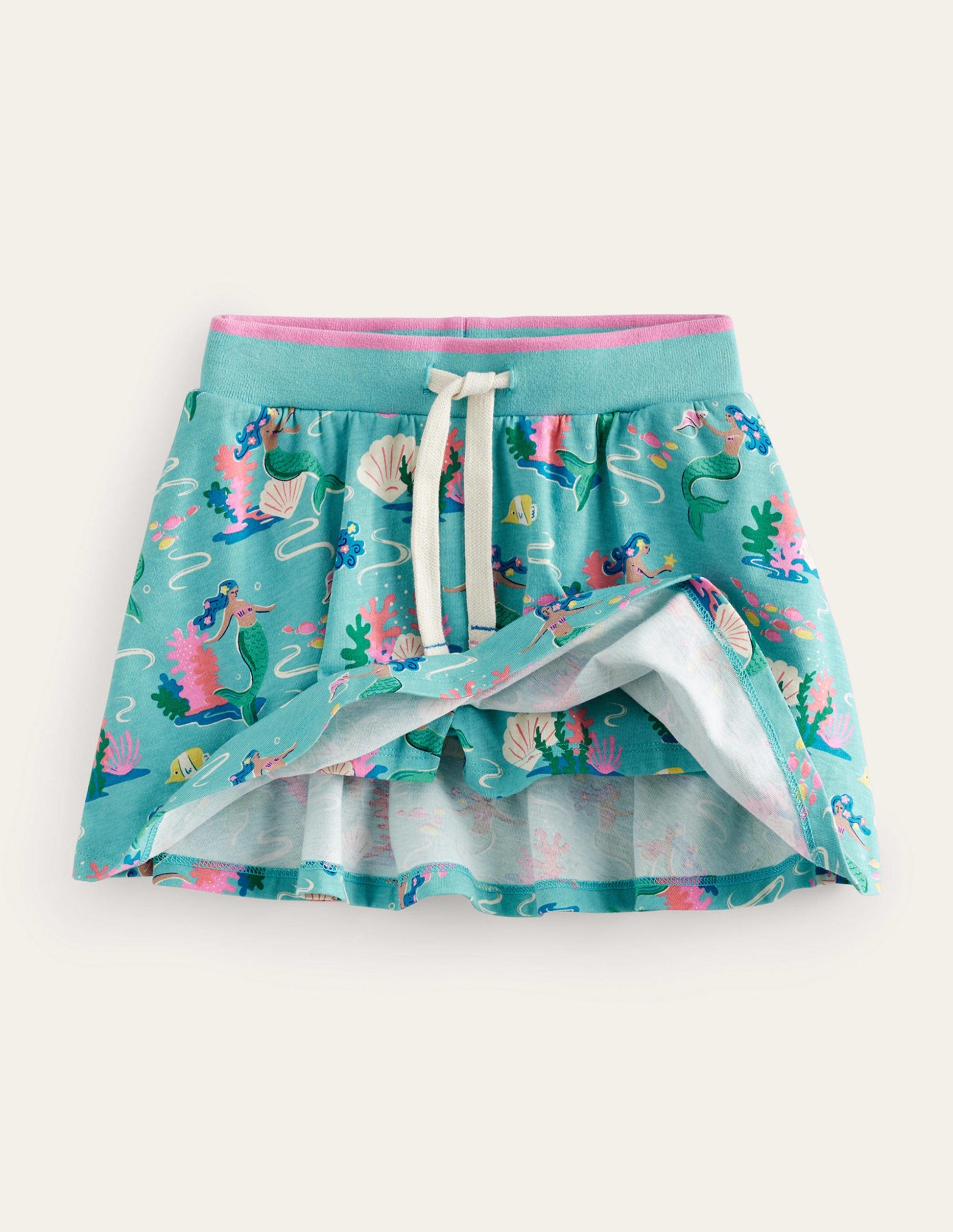 Printed Jersey Skort-Aqua Sea Blue Mermaids-4