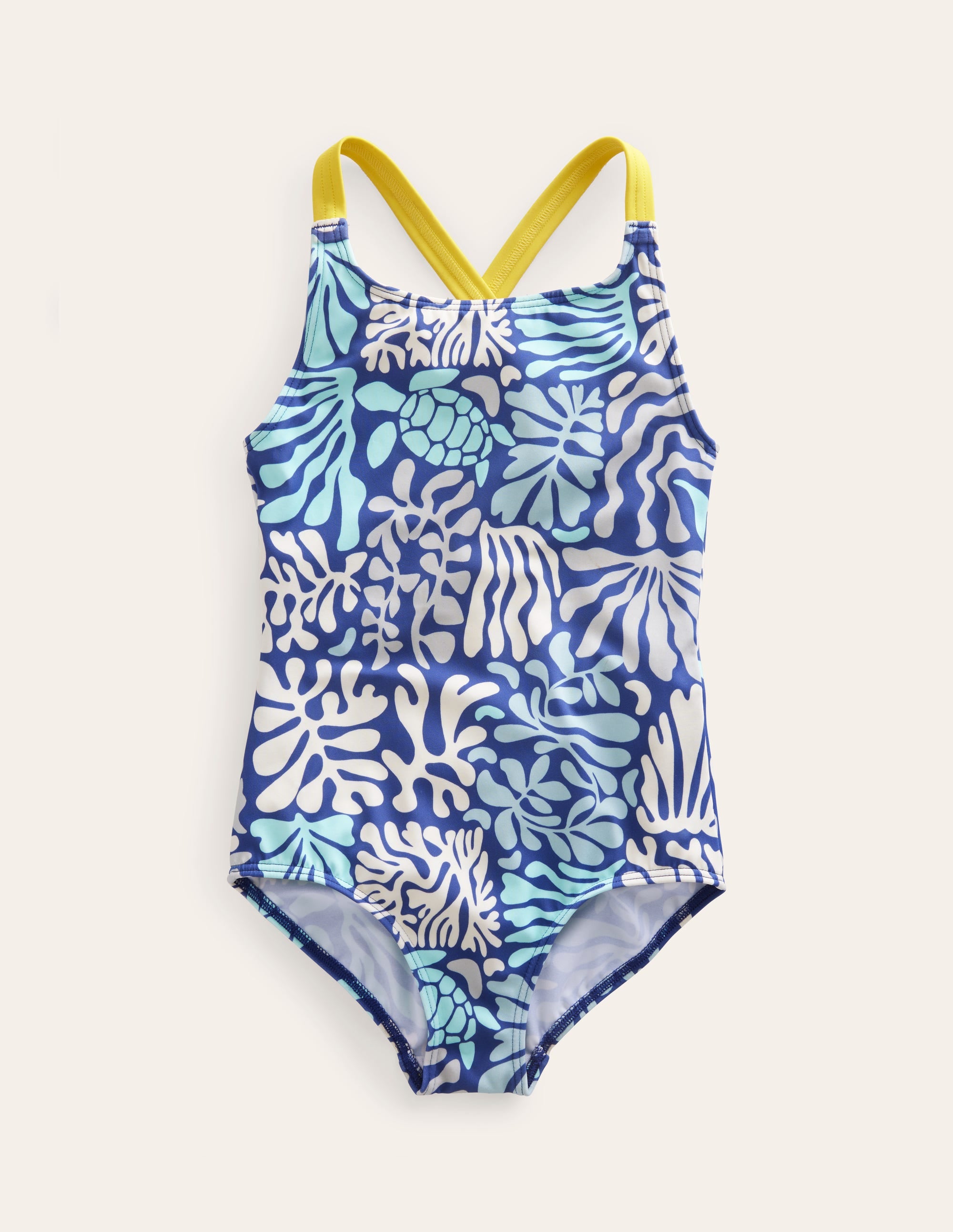 Cross-back Printed Swimsuit-Starboard Coral Reef - Image 1