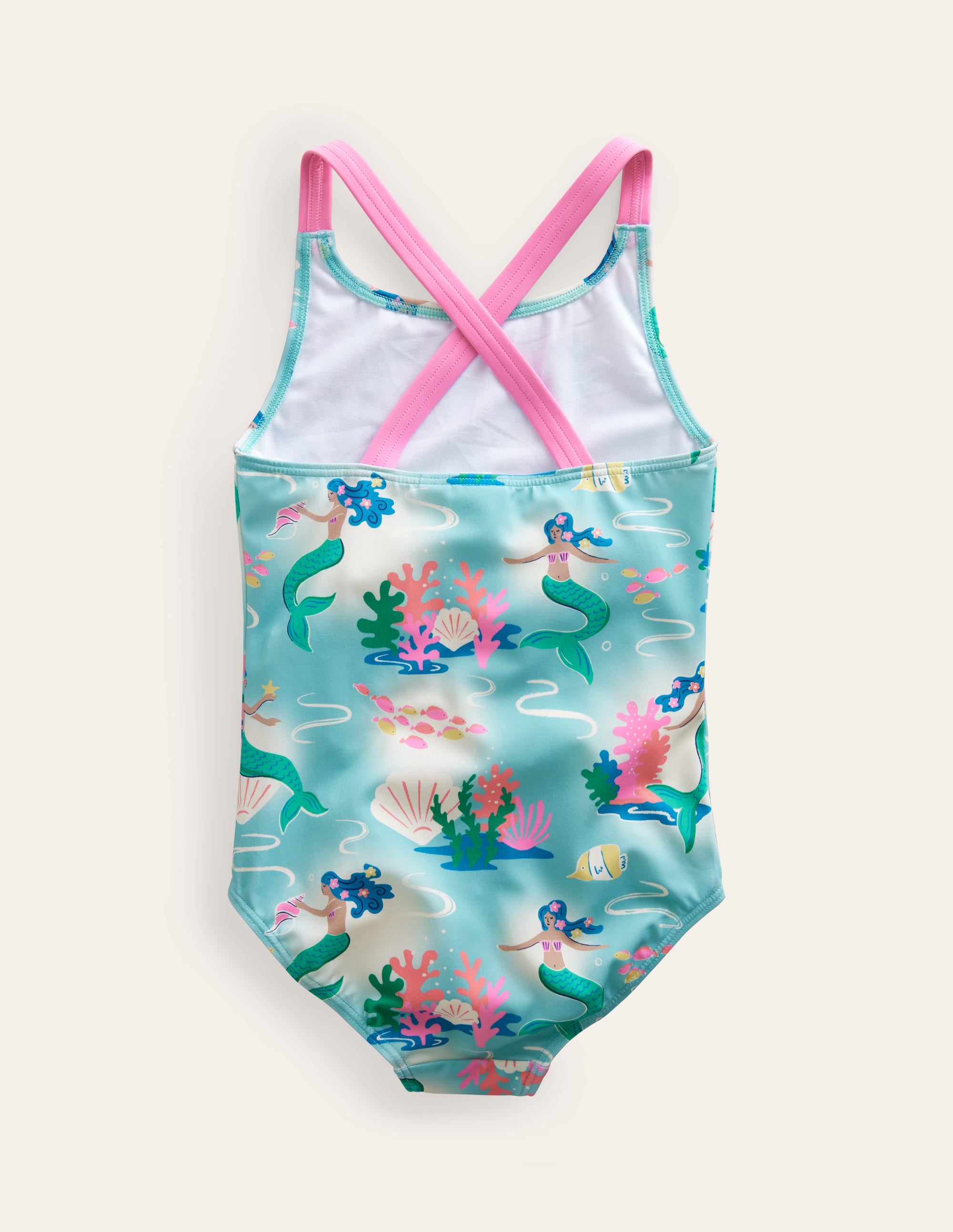 Cross-back Printed Swimsuit-Aqua Sea Magical Mermaid Ombre - Image 2