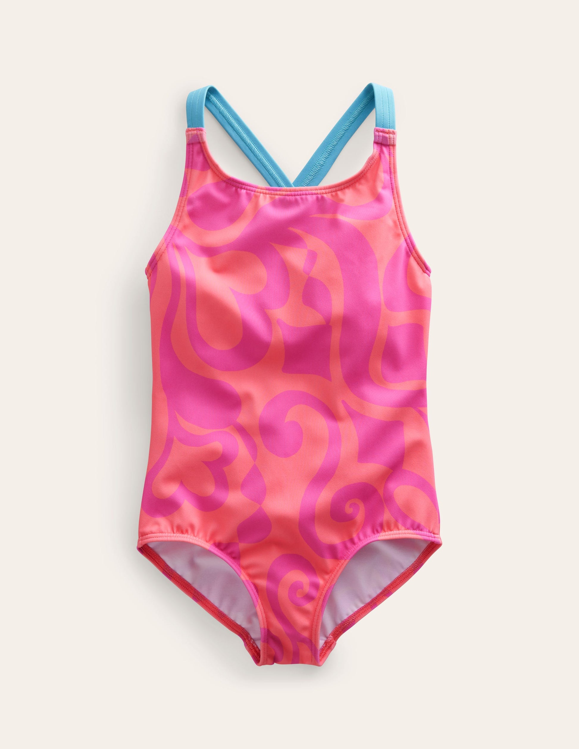 Cross-back Printed Swimsuit-Peach Punch Summer Stencil-1