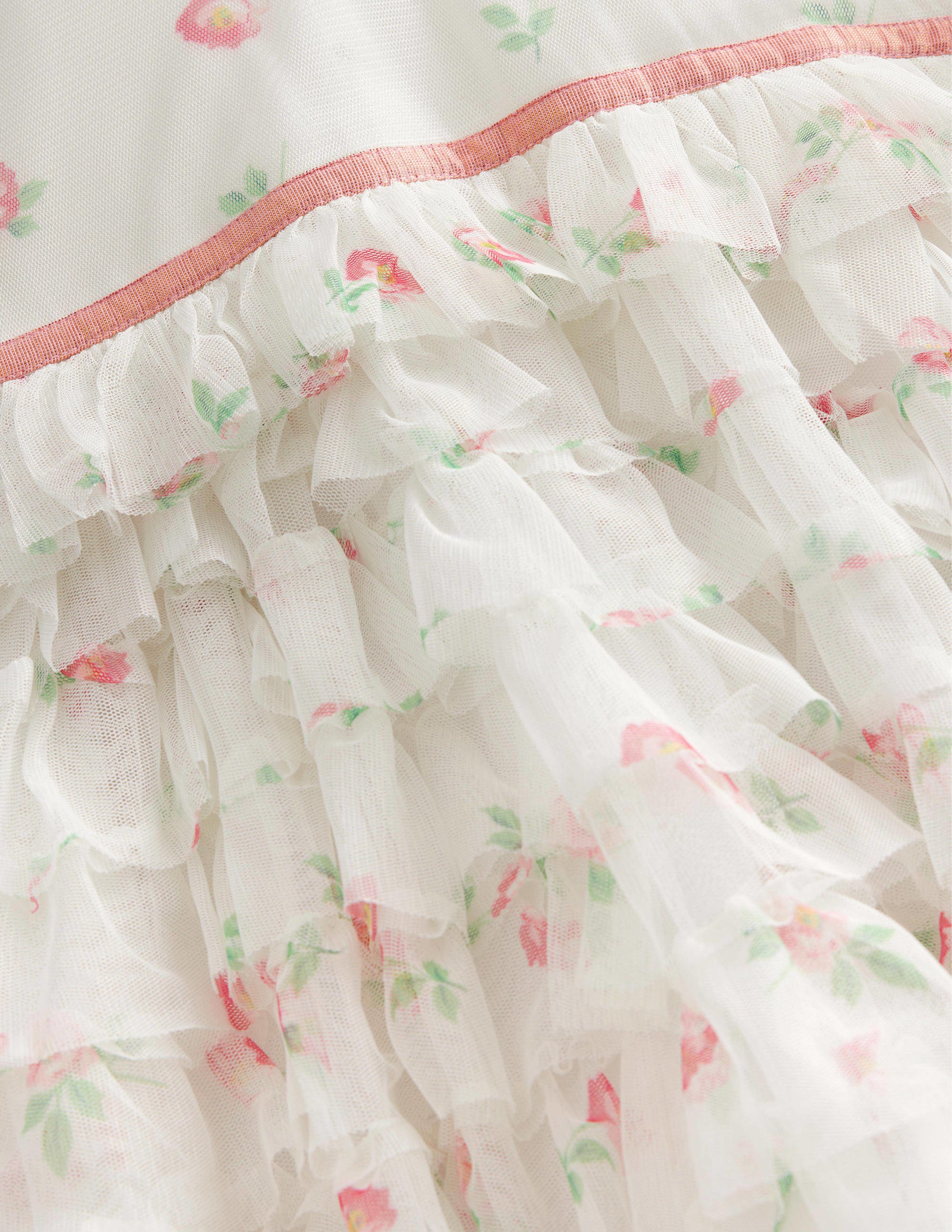 Ruffle Tulle Dip Hem Dress-Ivory Small Vintage Floral - Image 3