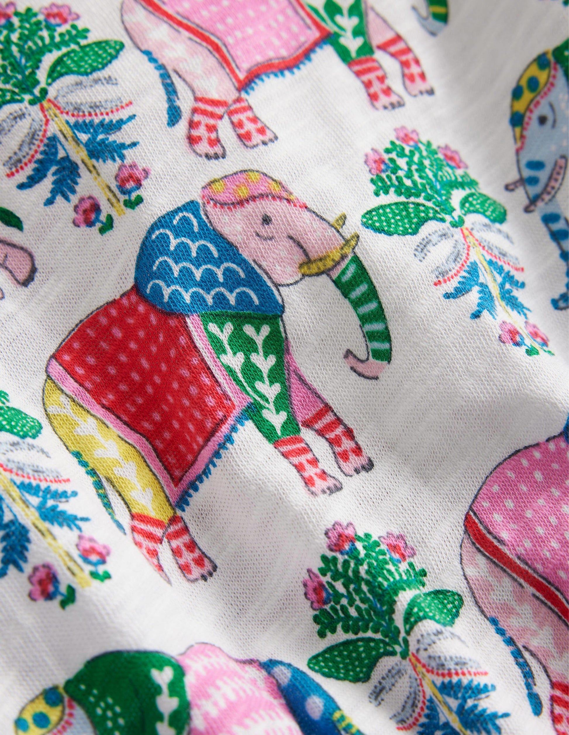 Printed Holiday Dress-Vanilla Pod Elephant Woodblock-3