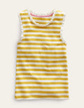 Ribbed Lace Trim Vest-Sweetcorn Yellow/Ivory