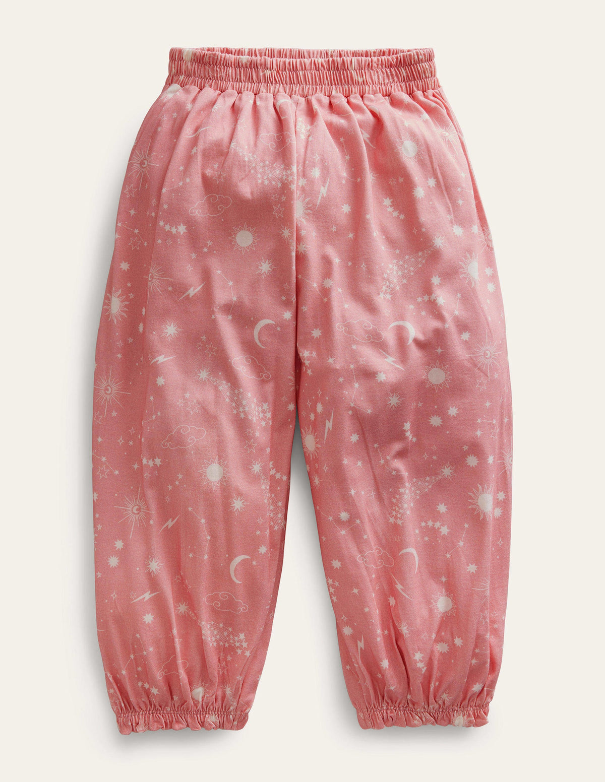 Jersey Harem Trousers-Peach Punch Pink Stars-1