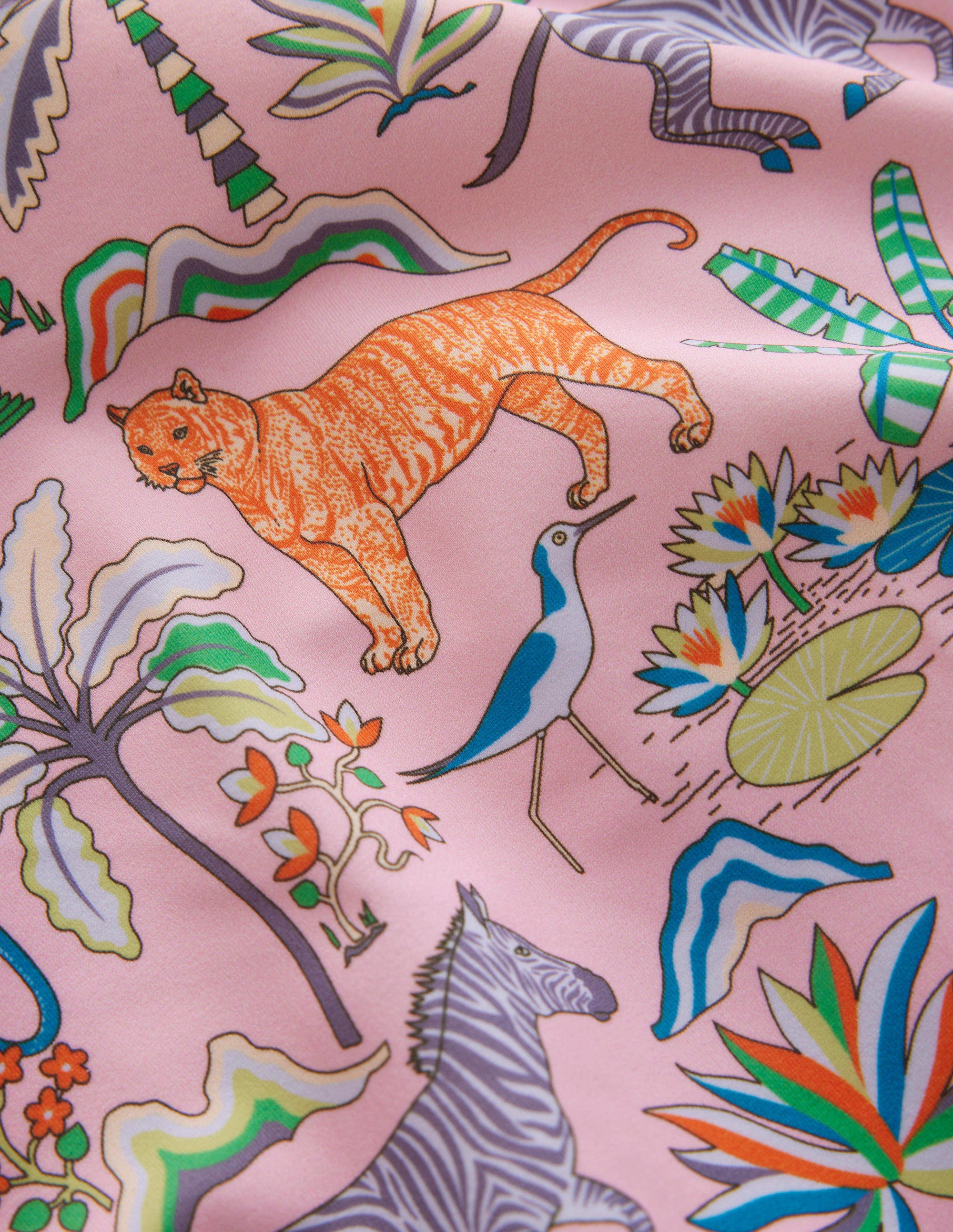 Printed Puff-sleeved Swimsuit-Cameo Pink Tropical Garden - Image 3