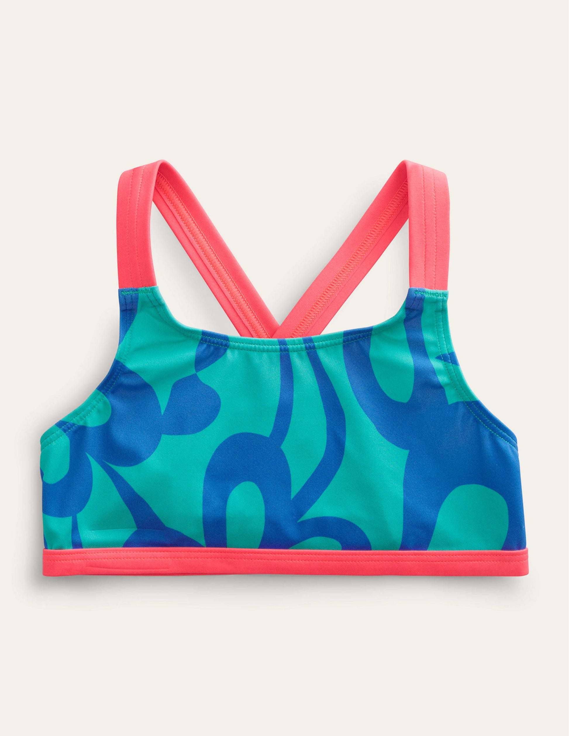 Cross Back Bikini Top-Tropical Green Summer Stencil-1