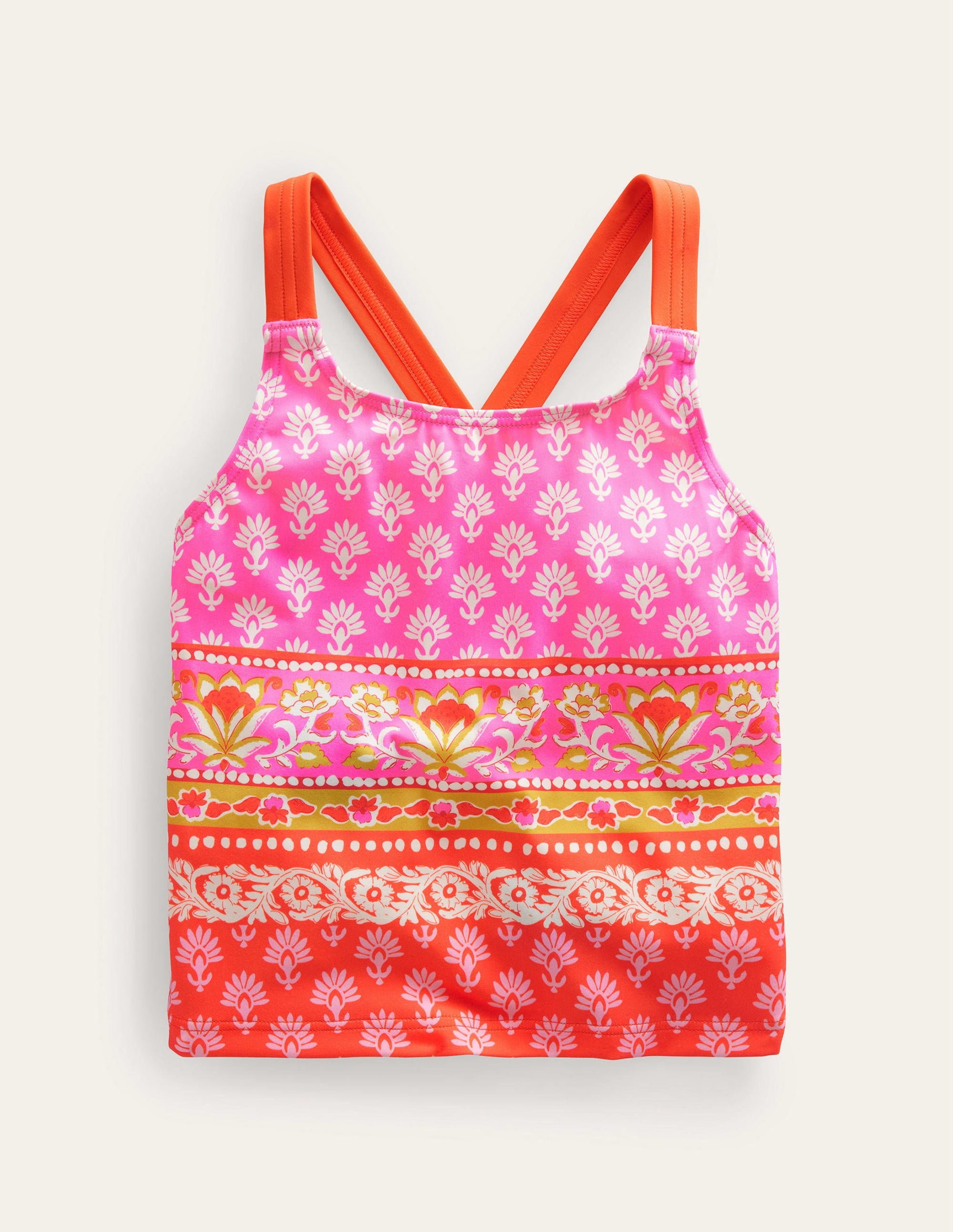 Cross Back Tankini Top-Firework Woodblock - Image 1