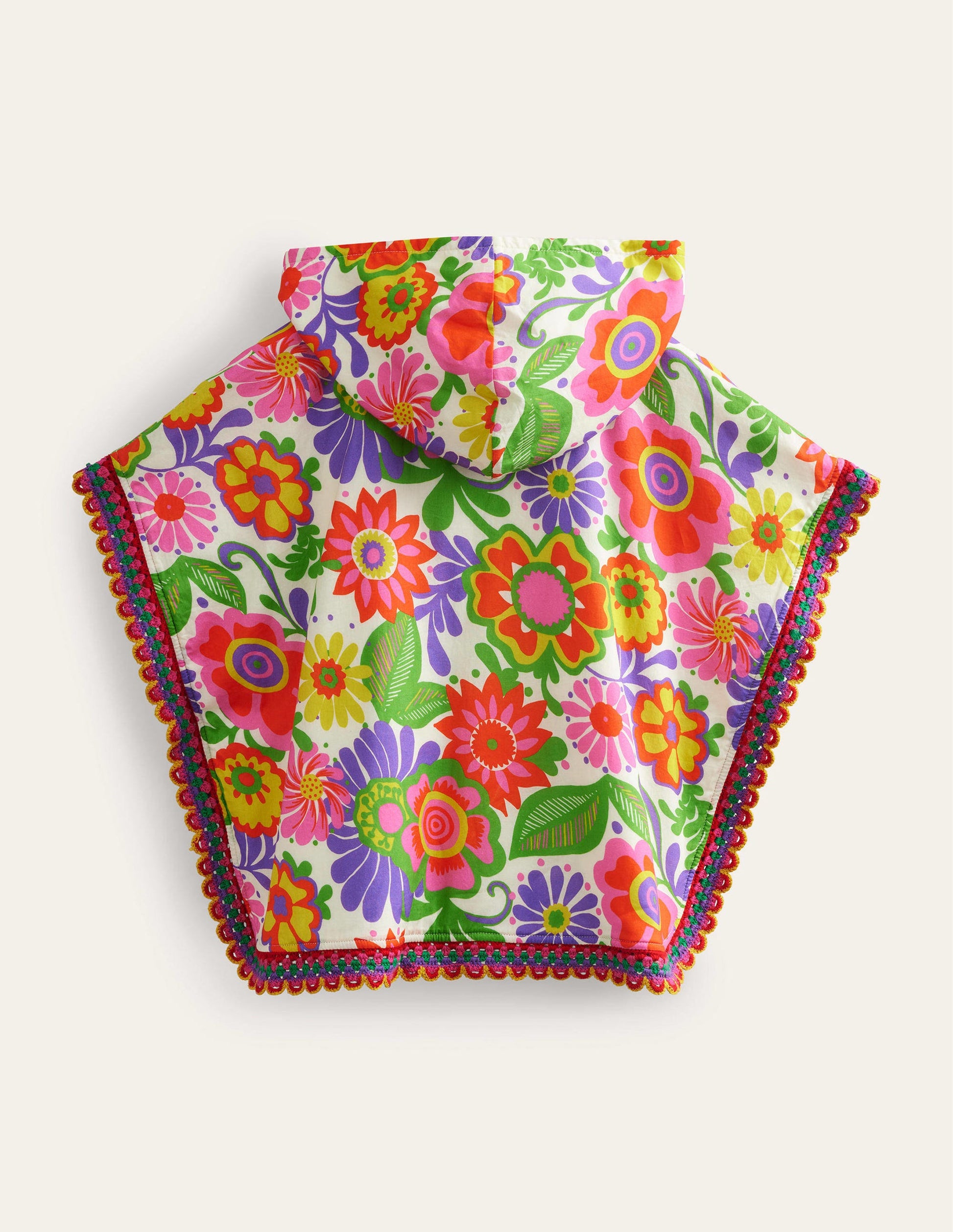 Towelling Poncho Hoodie-Multi Festival Floral-2
