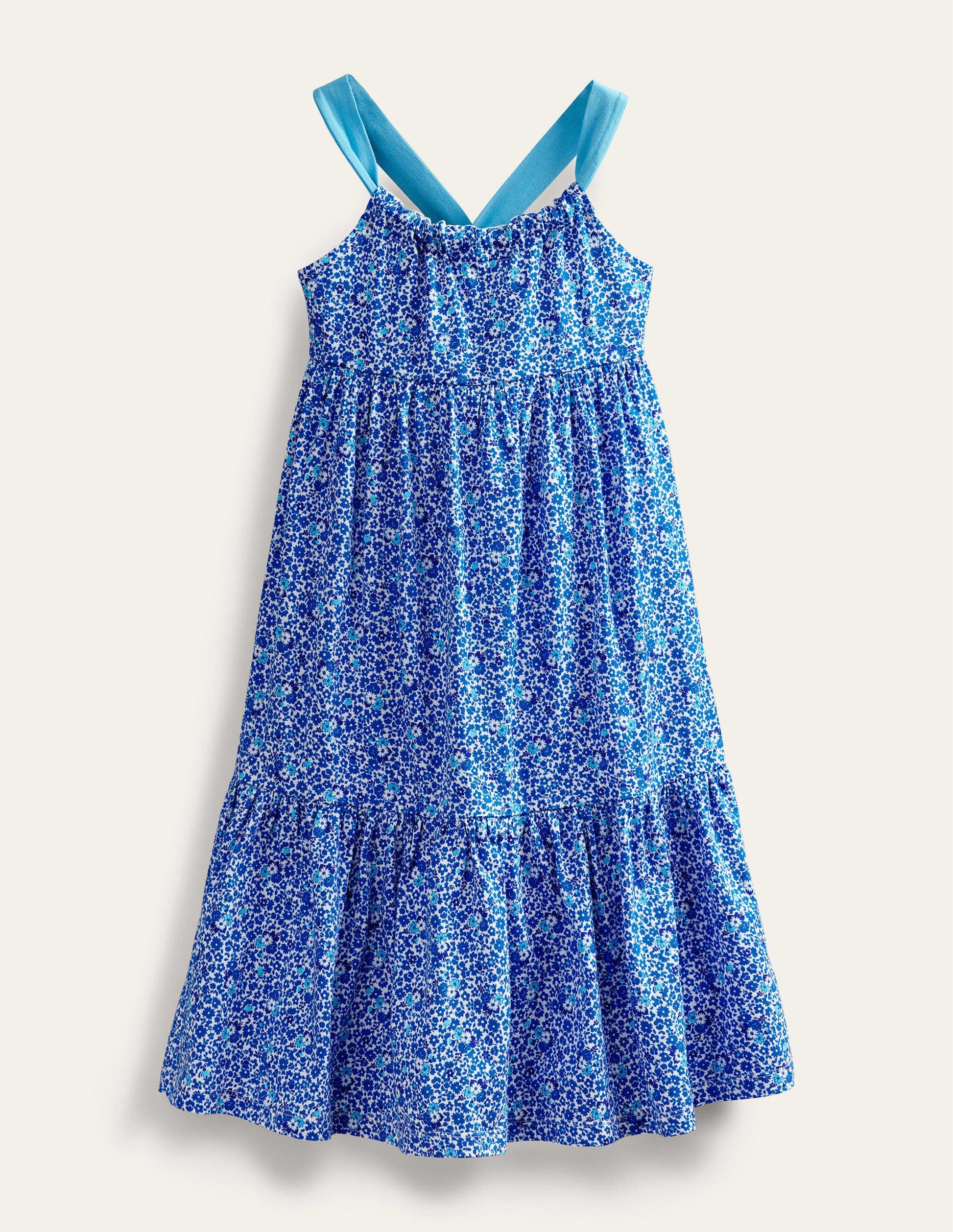 Tiered Jersey Maxi Dress-Cabana Blue Floral-1