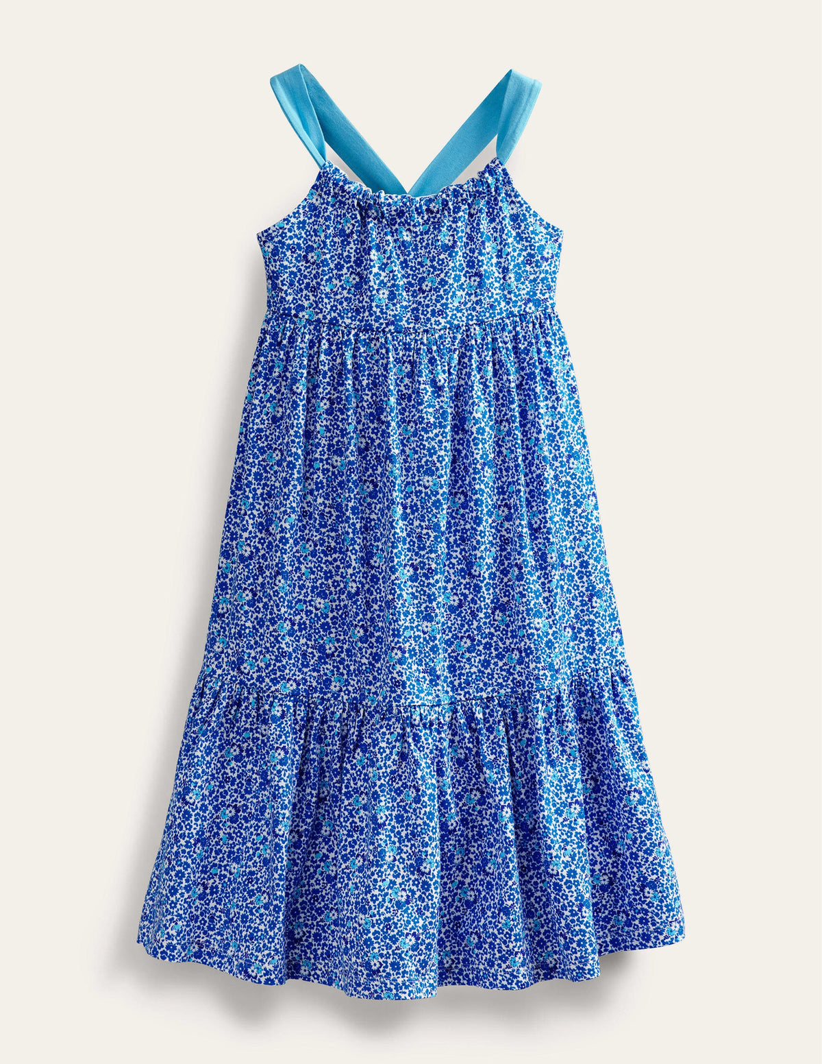 Tiered Jersey Maxi Dress-Cabana Blue Floral - Image 1