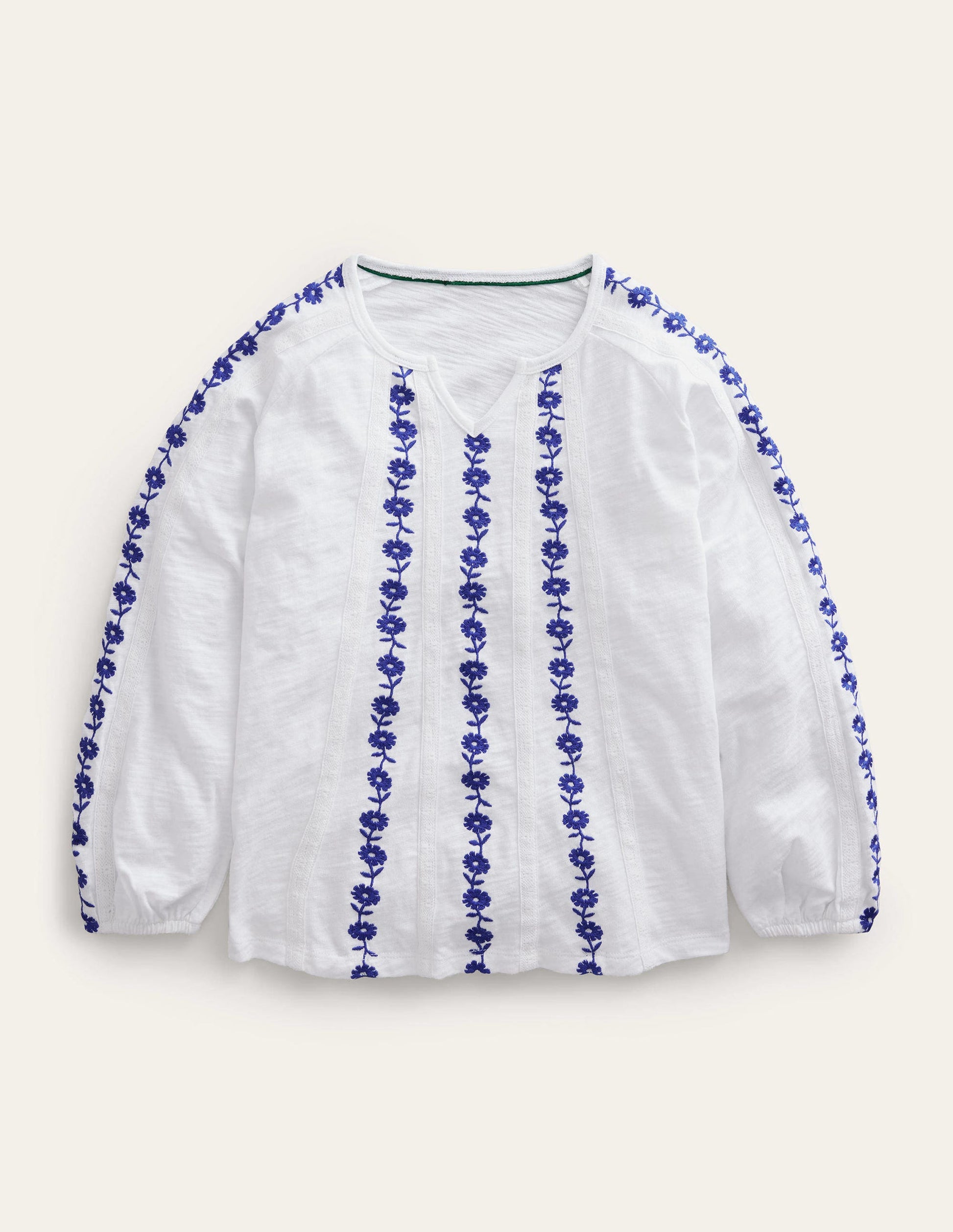 Jersey Embroidered top-White-1