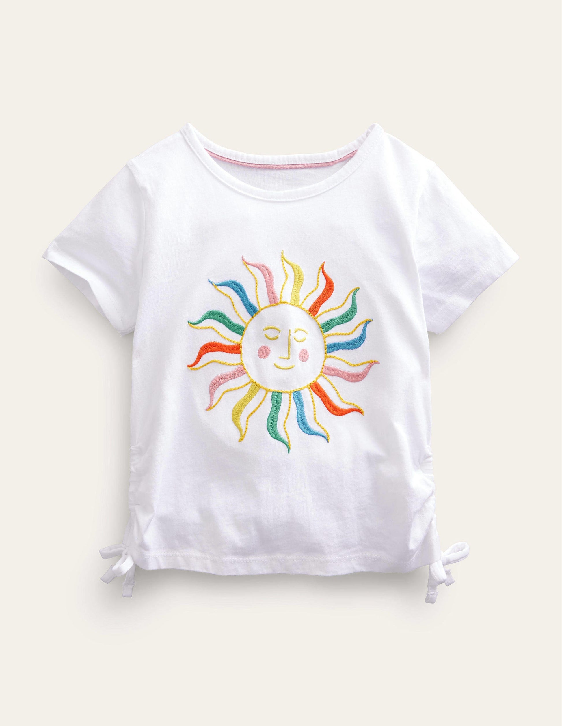 Ruched T-shirt-Sunshine White-1