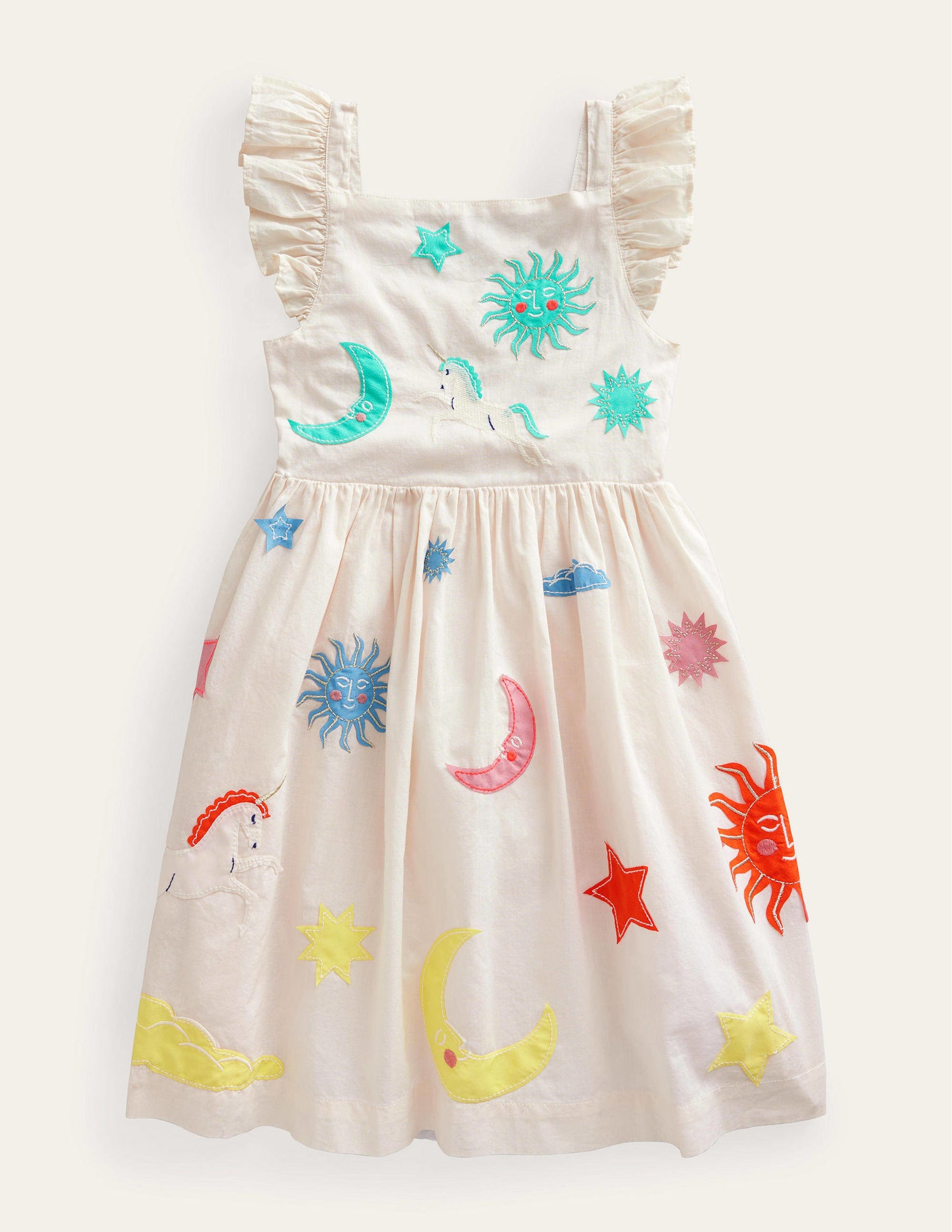 Appliqué Woven Dress-Vanilla Pod-1