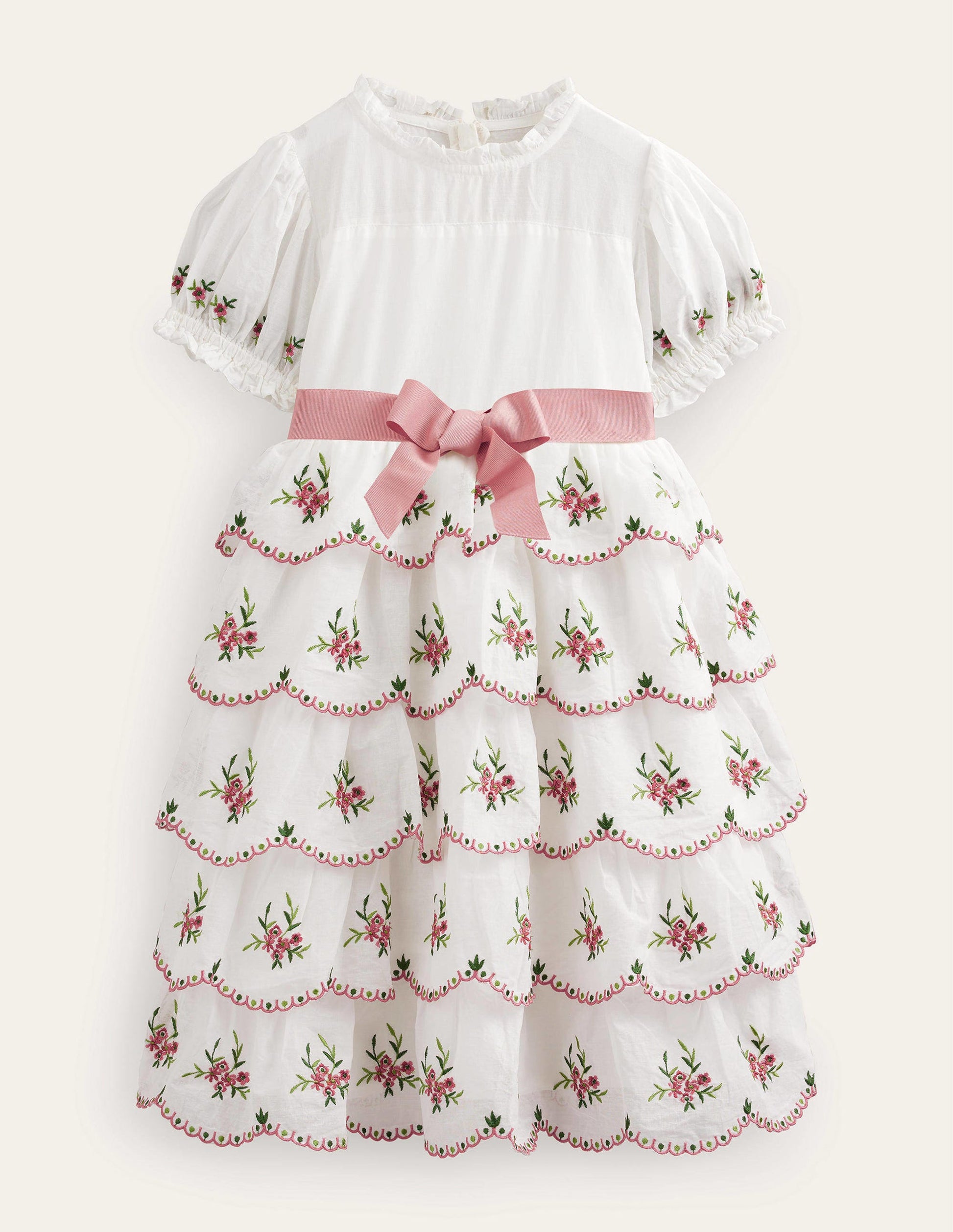 Embroidered Occasion Dress-Ivory-1