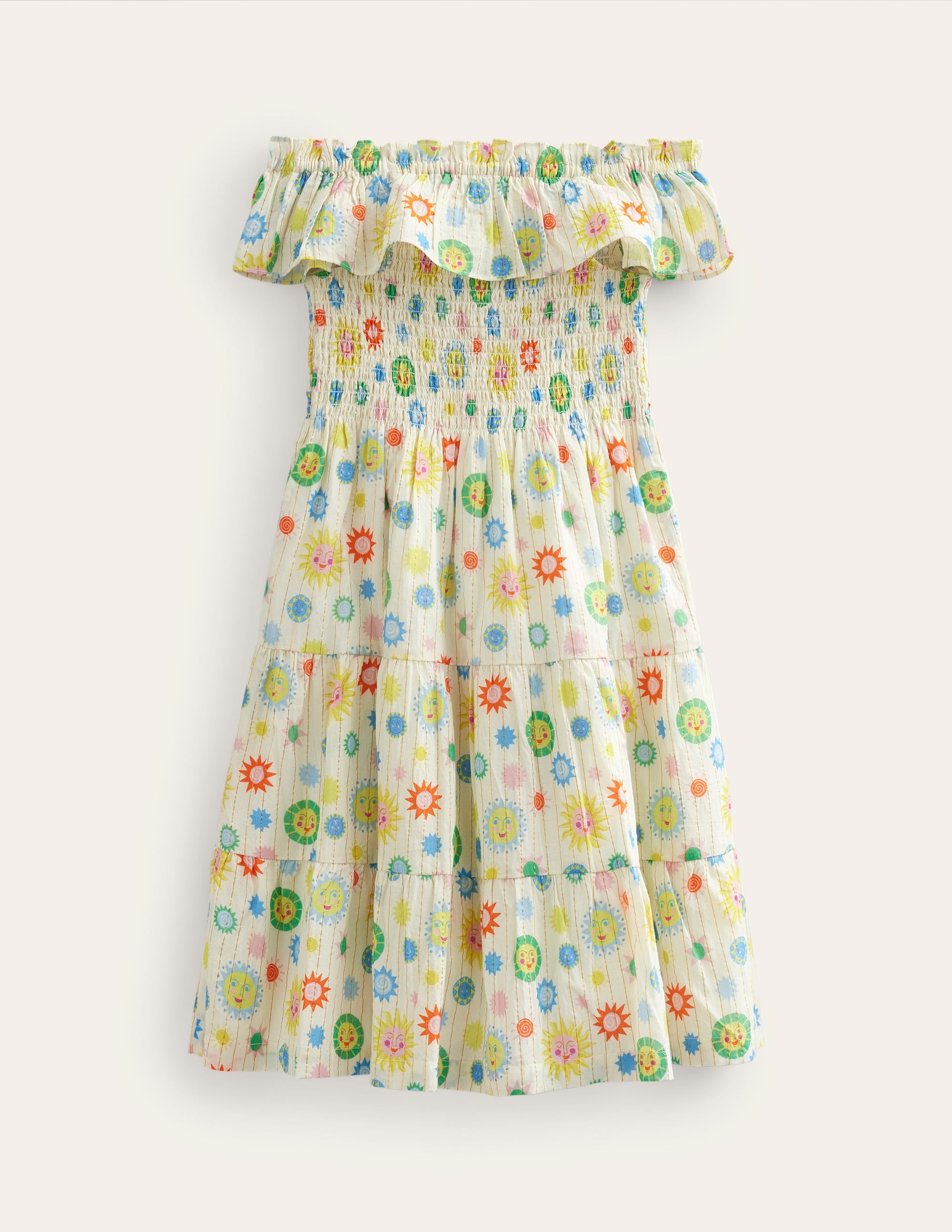 Shirred Woven Midi Dress-Ivory Pretty Suns - Image 2