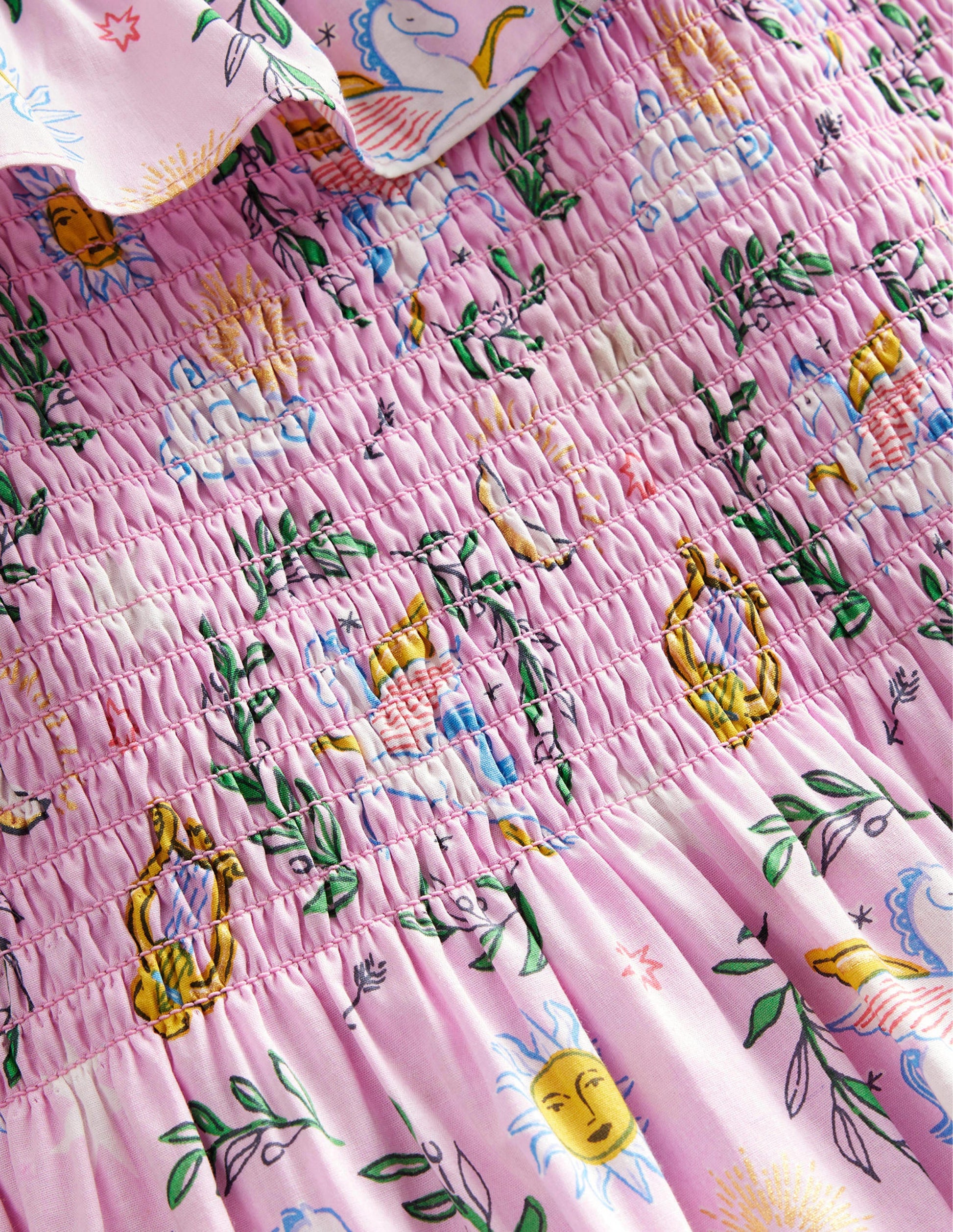 Shirred Woven Midi Dress-Winsome Orchid Greek Toile-3