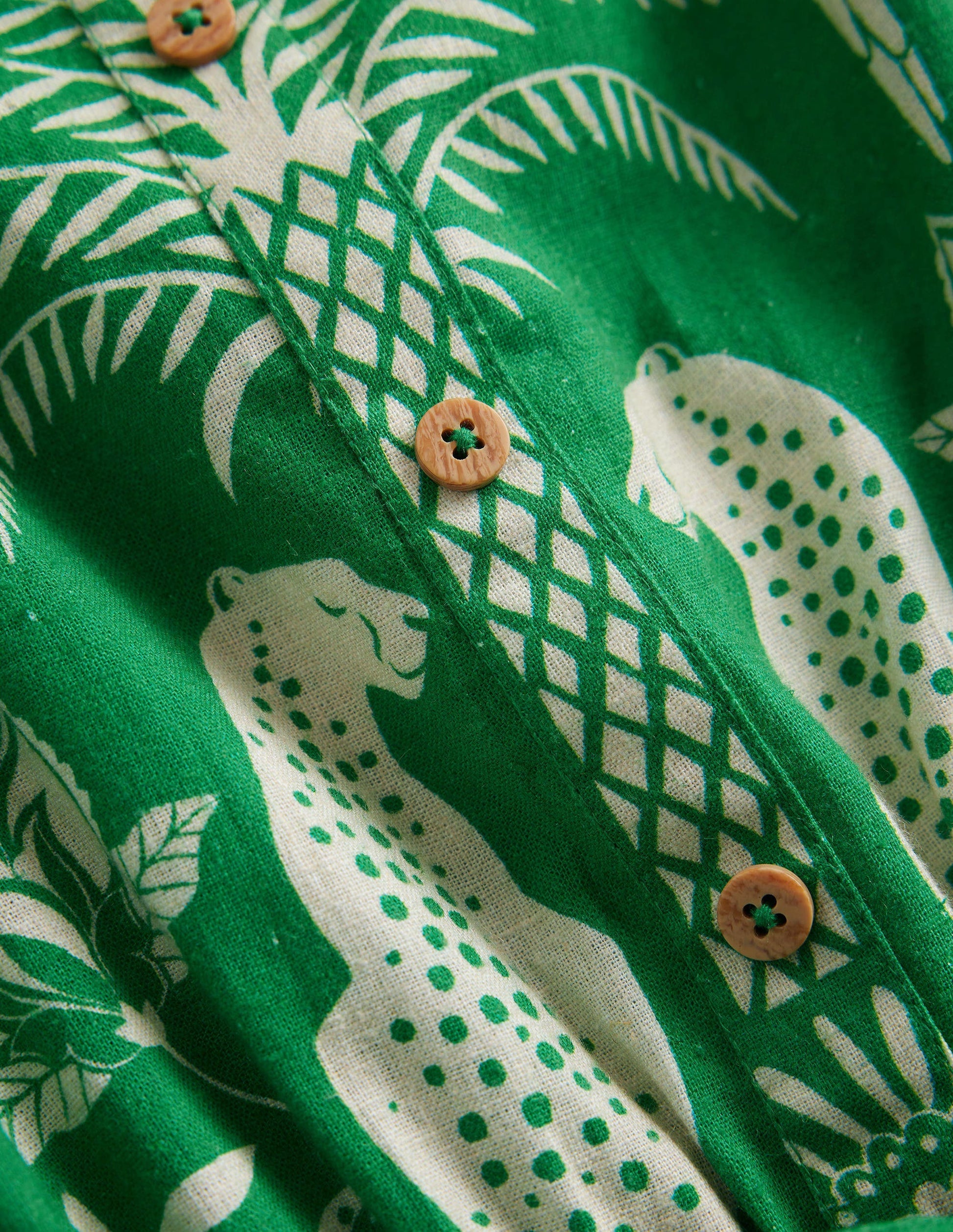 Linen-Cotton Ruffle Playsuit-Rich Emerald Goa-3