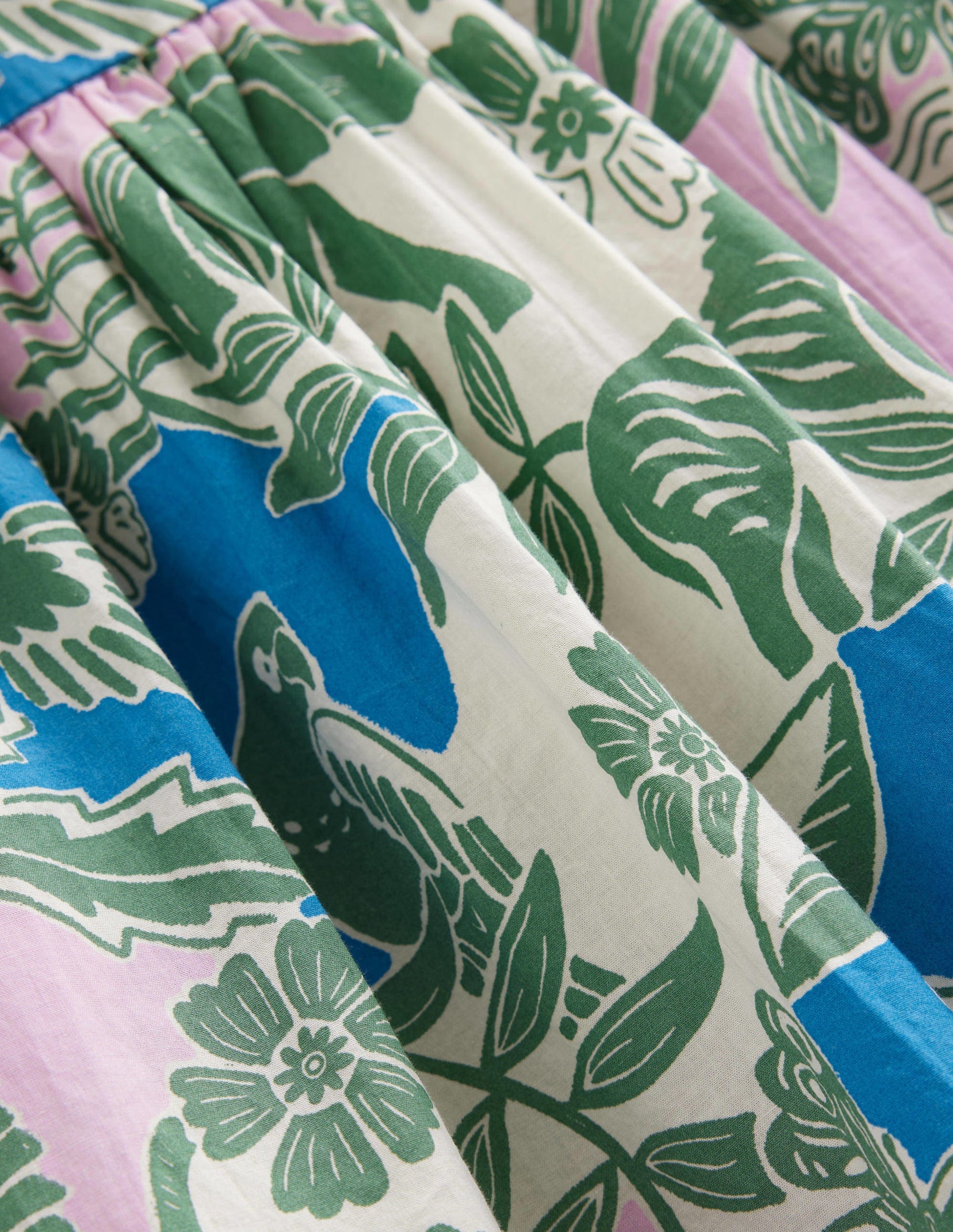 Flutter-Sleeve Printed Dress-Rosemary Woodblock Jungle-3