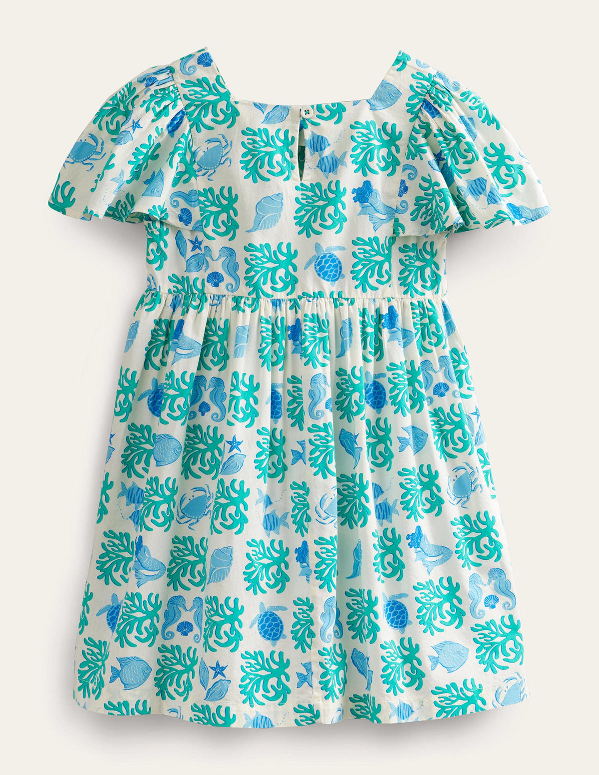 Flutter-Sleeve Printed Dress-Aqua Lagoon - Image 2