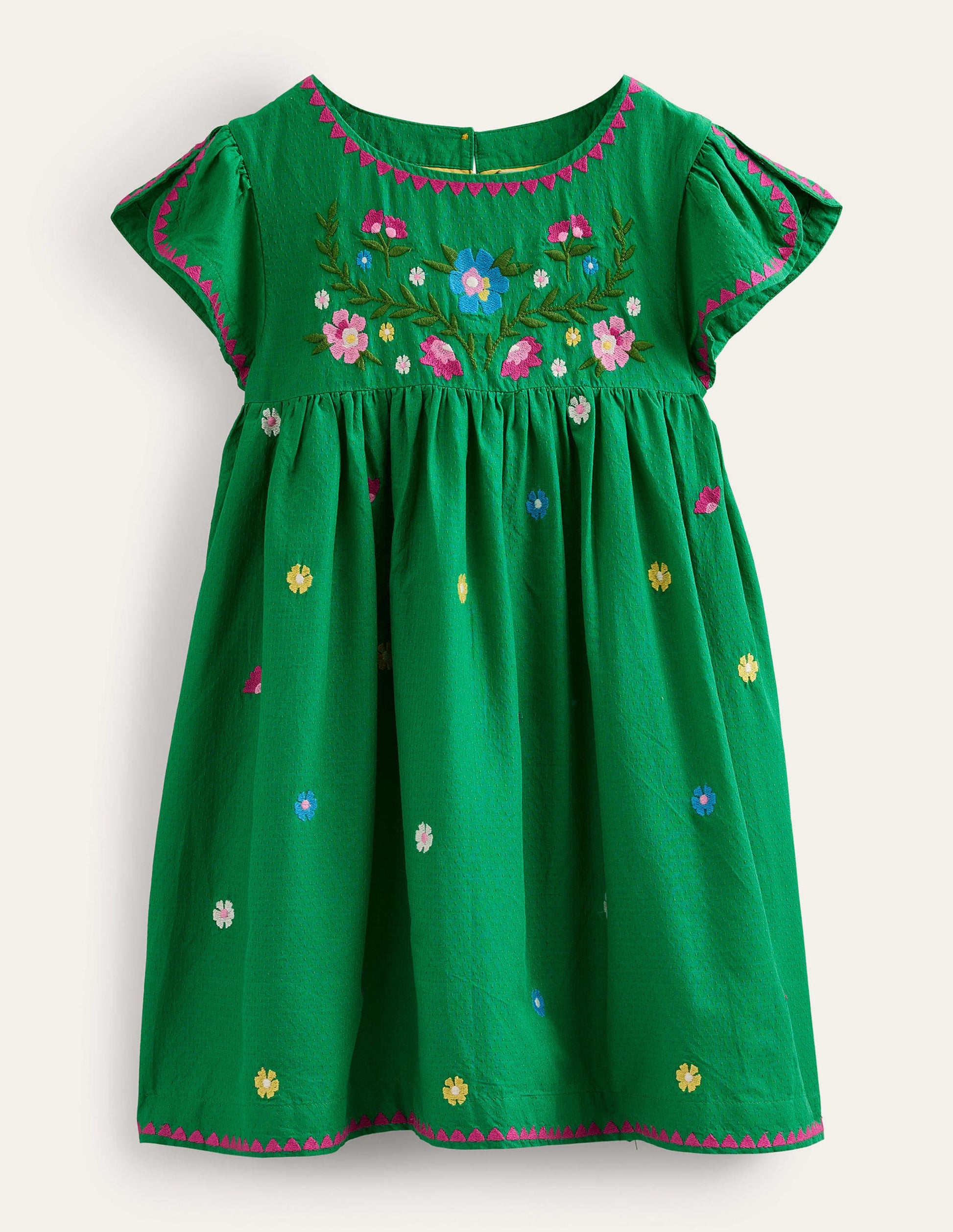 Embroidered Texture Dress-Rich Emerald-1