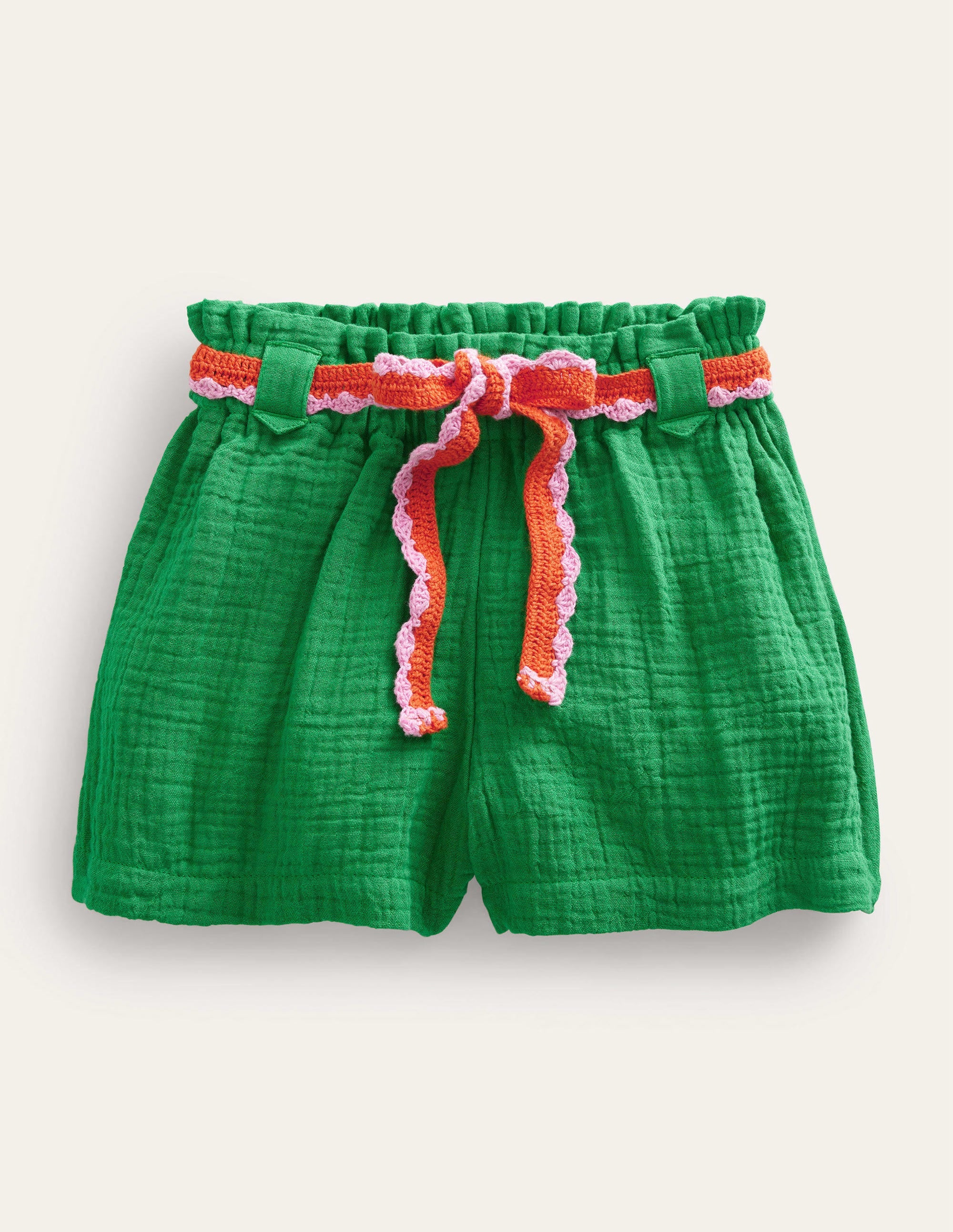 Crinkle Crochet Shorts-School Green - Image 1