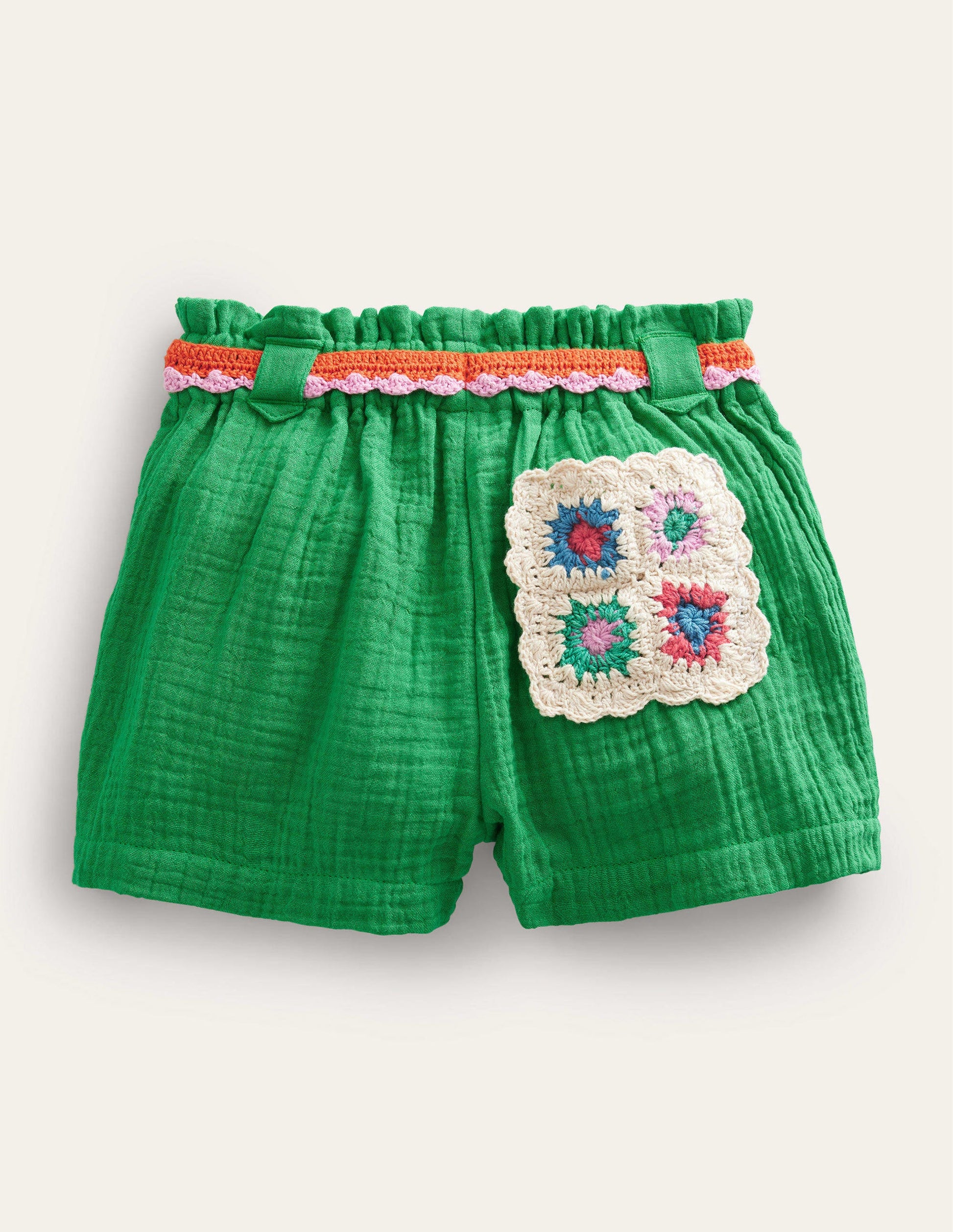 Crinkle Crochet Shorts-School Green-2