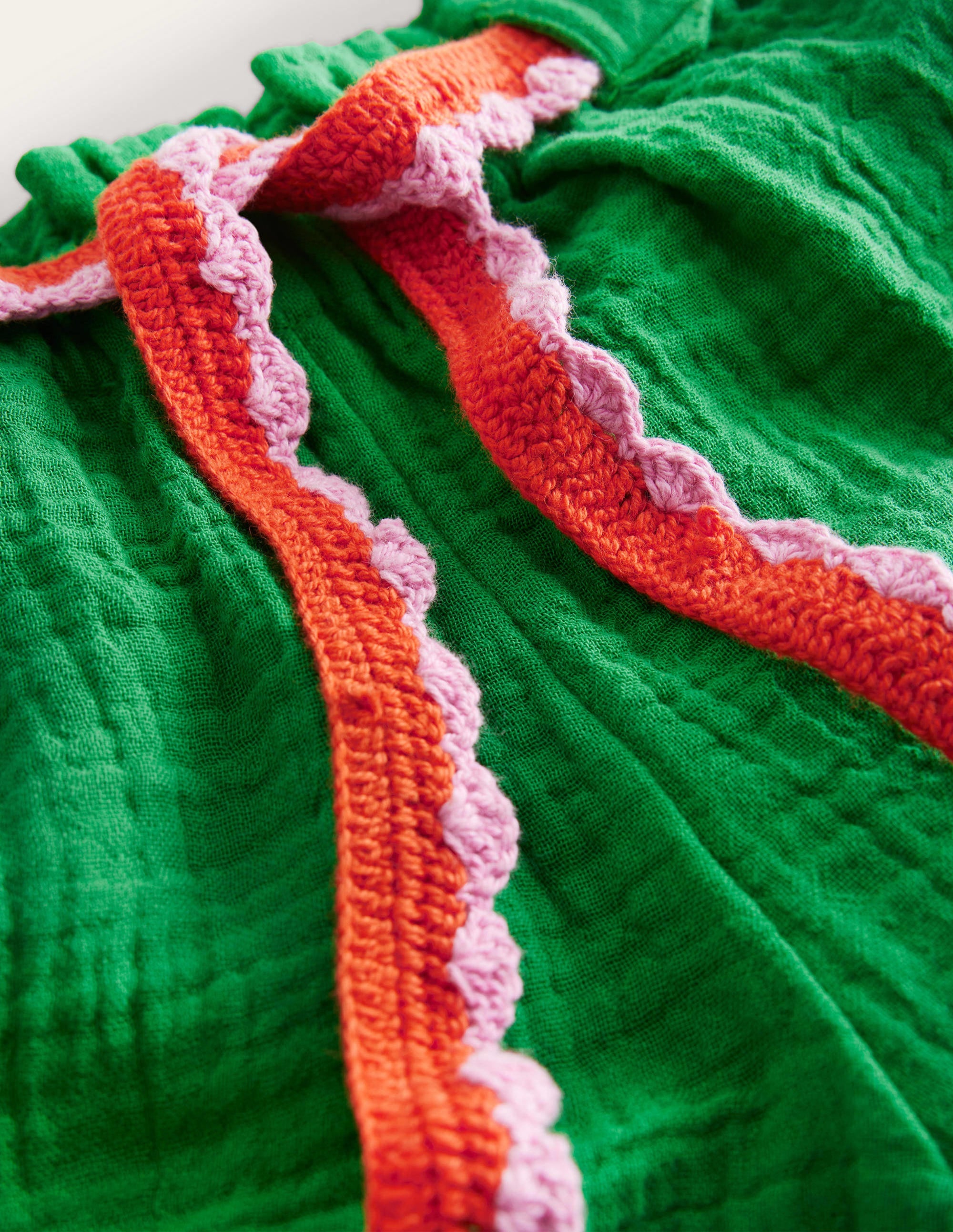 Crinkle Crochet Shorts-School Green - Image 3