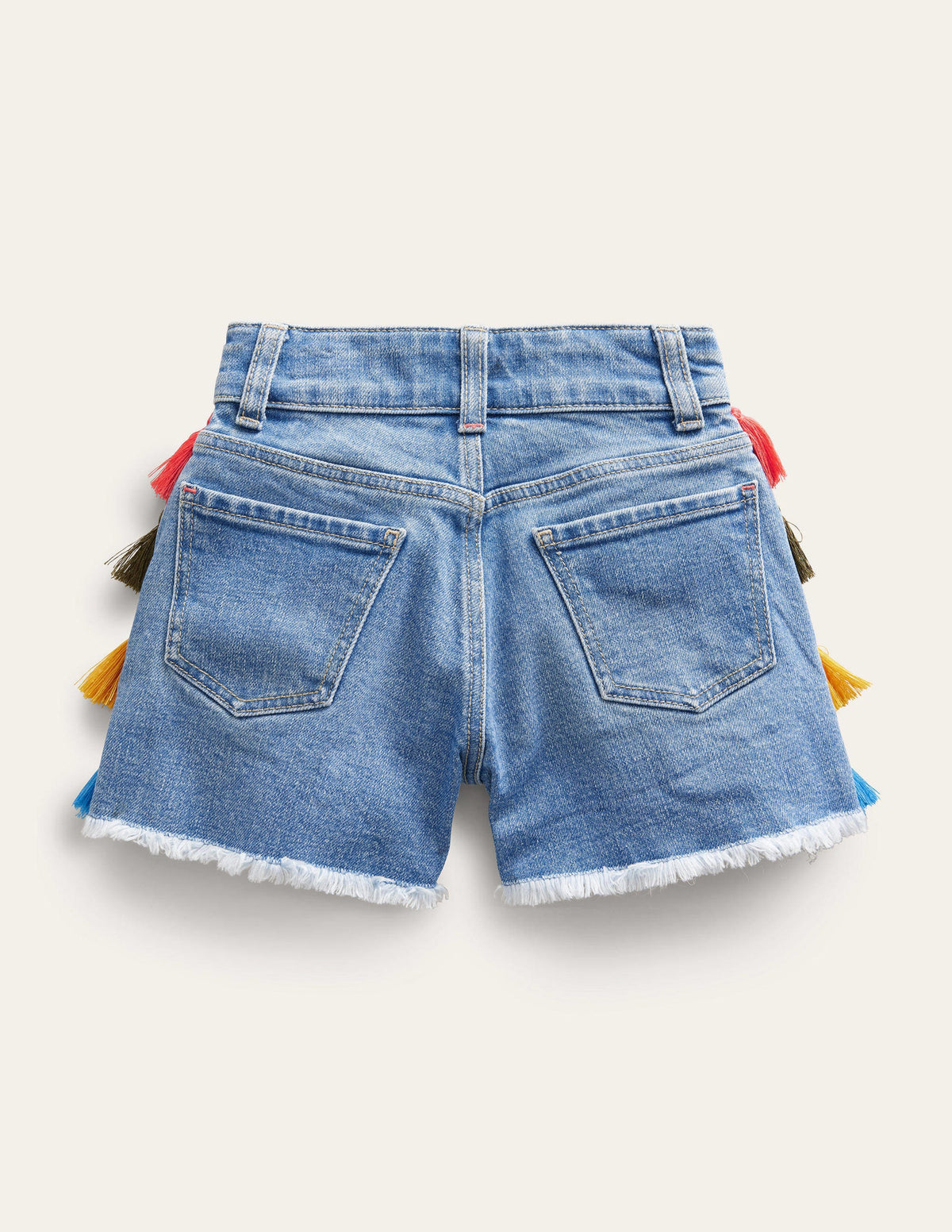 Tassle Denim Shorts-Light Vintage Wash - Image 2