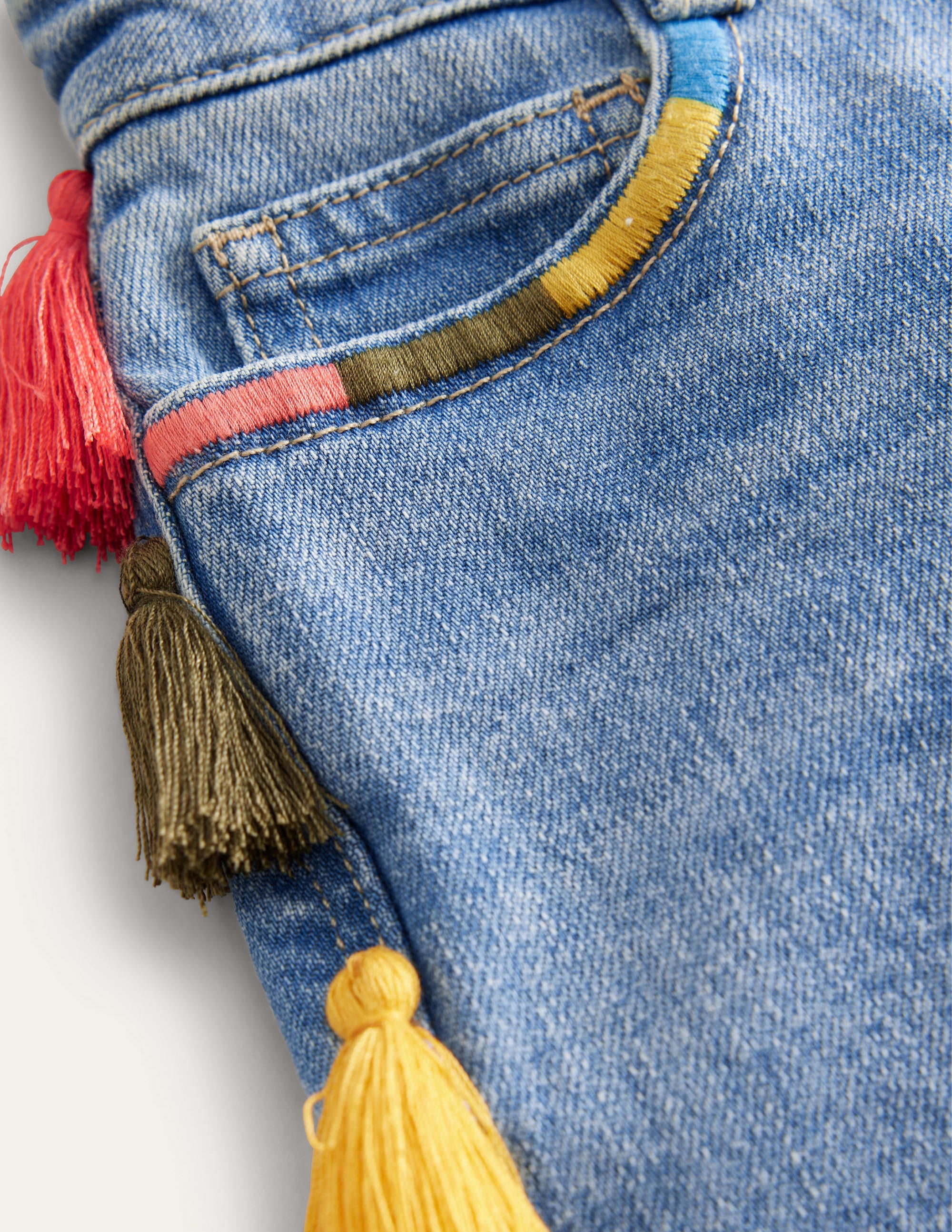 Tassle Denim Shorts-Light Vintage Wash - Image 3